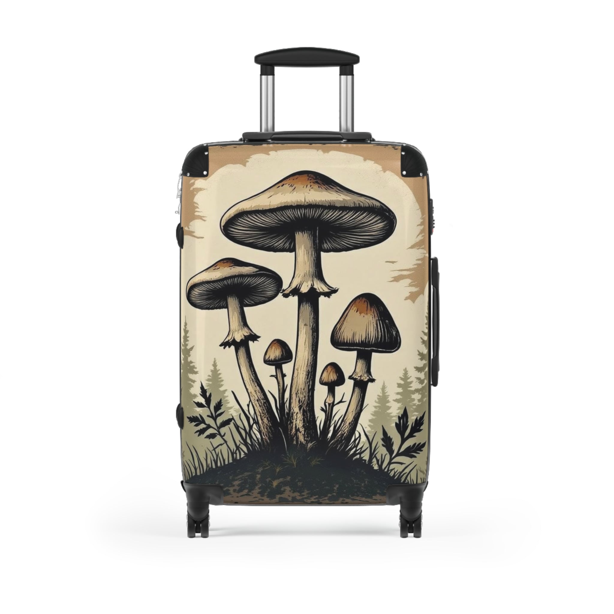 Mushroom Forest Suitcase Cover – Vintage Psychedelic Fungi Travel Luggage Skin