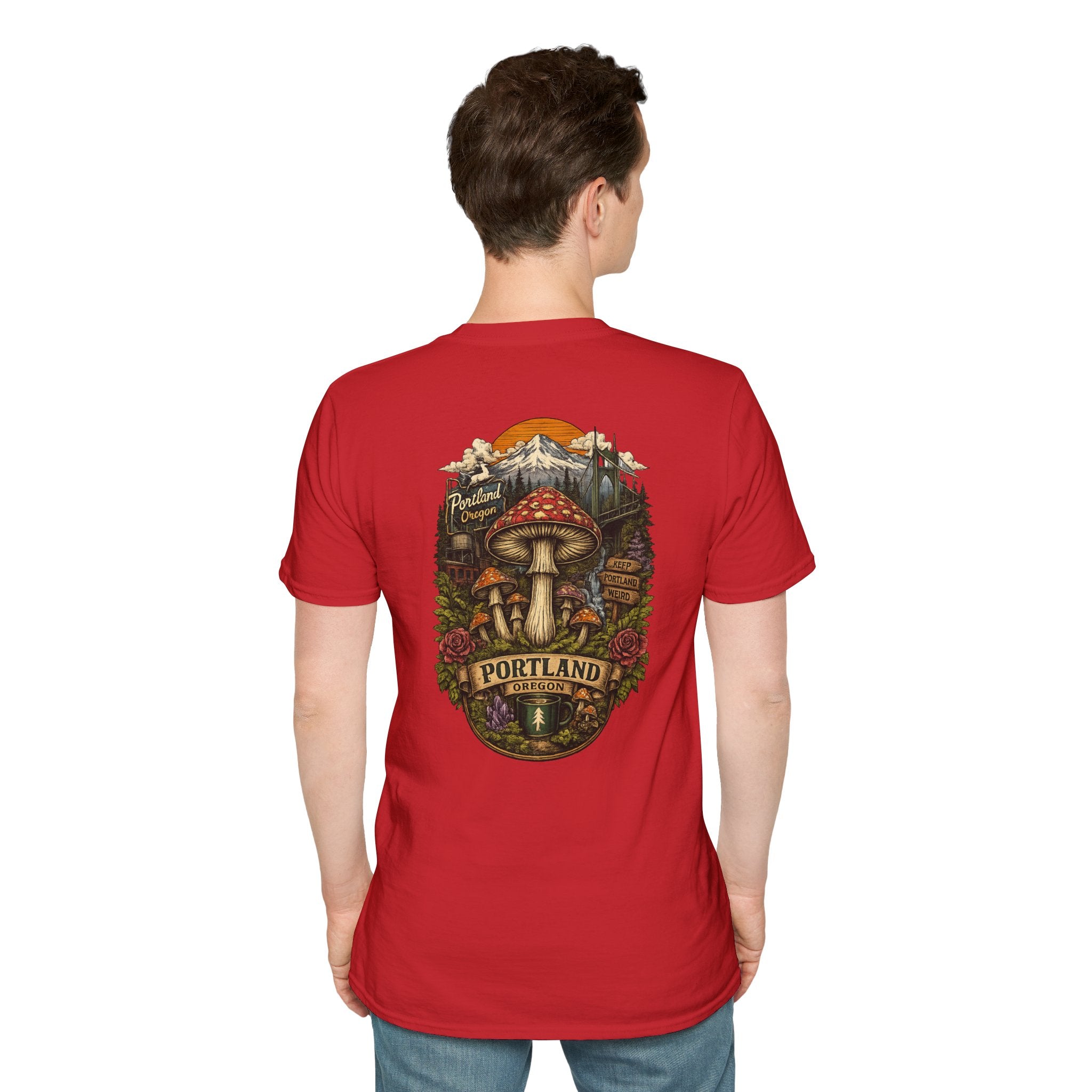 City: Portland Mushroom Magic T-Shirt — Vintage Red Toadstool Illustration