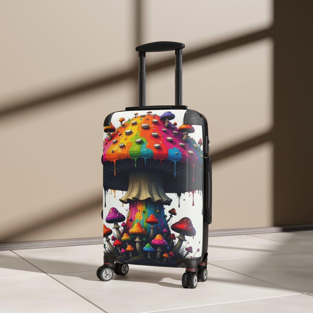 Psychedelic Rainbow Mushroom Suitcase – Colorful Travel Carry-On