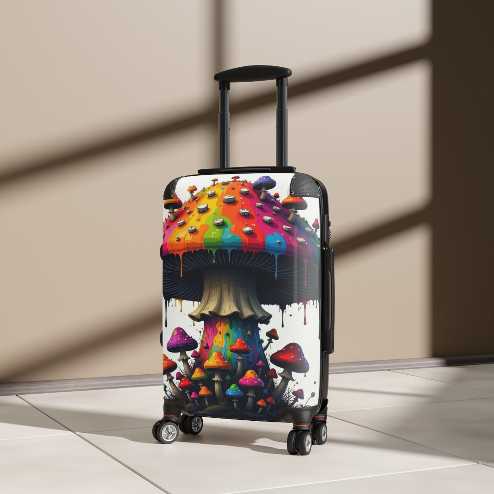 Psychedelic Rainbow Mushroom Suitcase – Colorful Travel Carry-On