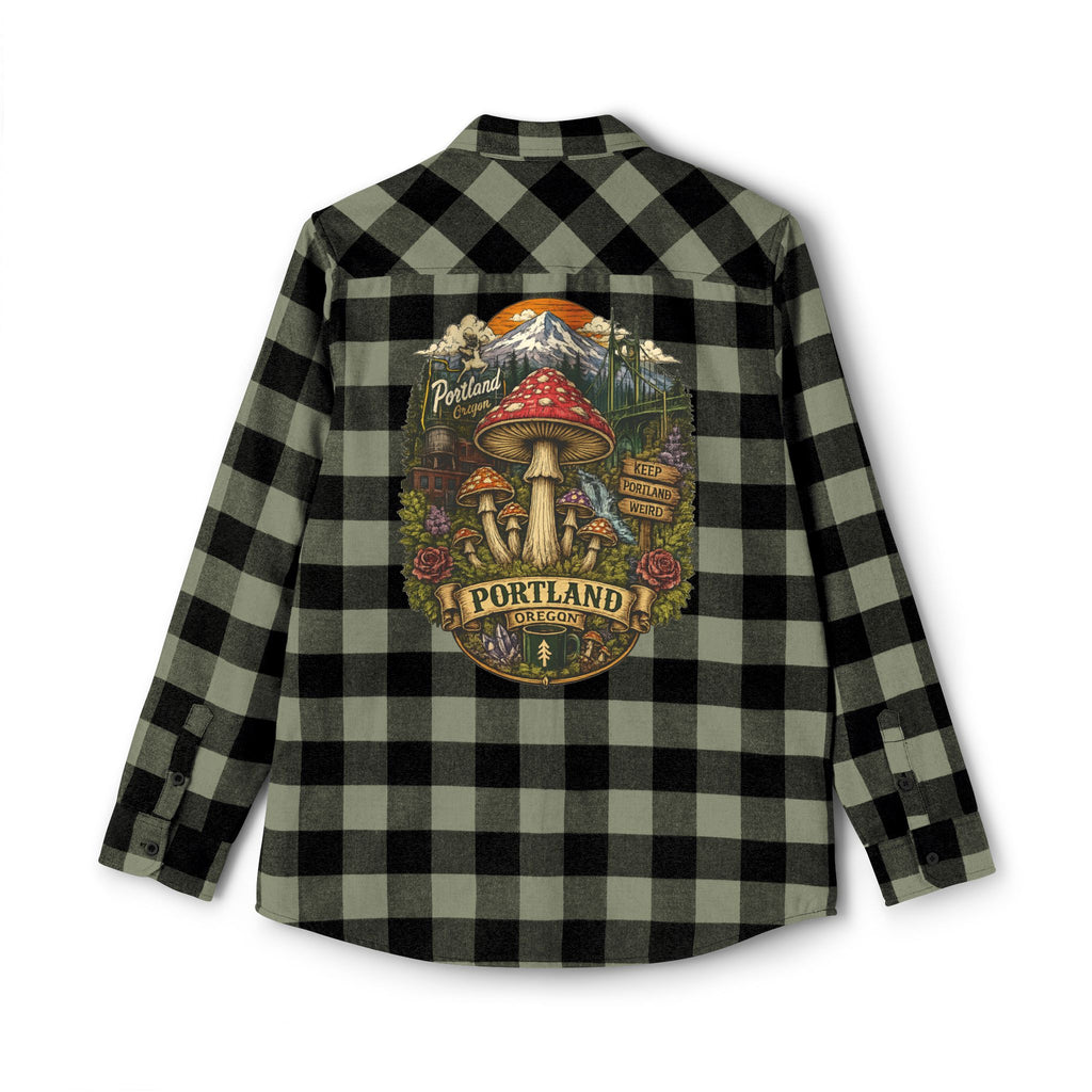 Portland Mushroom Flannel Shirt — Vintage Forest Plaid Button-Up