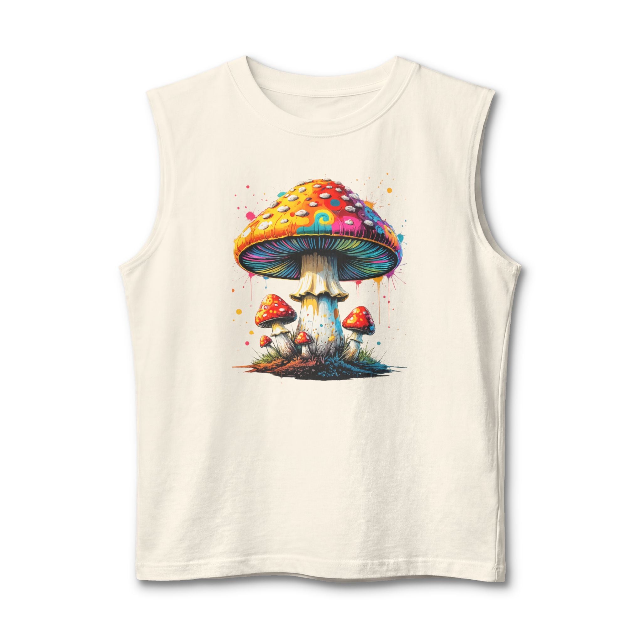 City: Vancouver Mushroom Tank Top — Colorful Psychedelic Fungi Graphic Muscle Tee