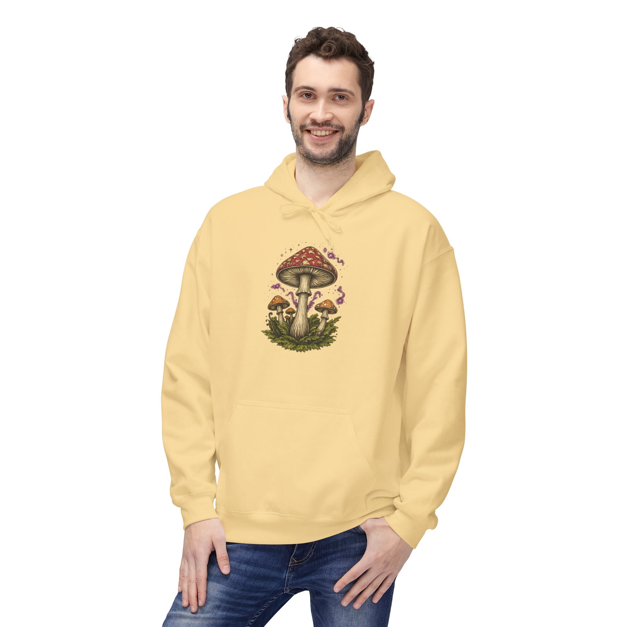 Mushroom Art Hoodie — Botanical Foraging Graphic Pullover