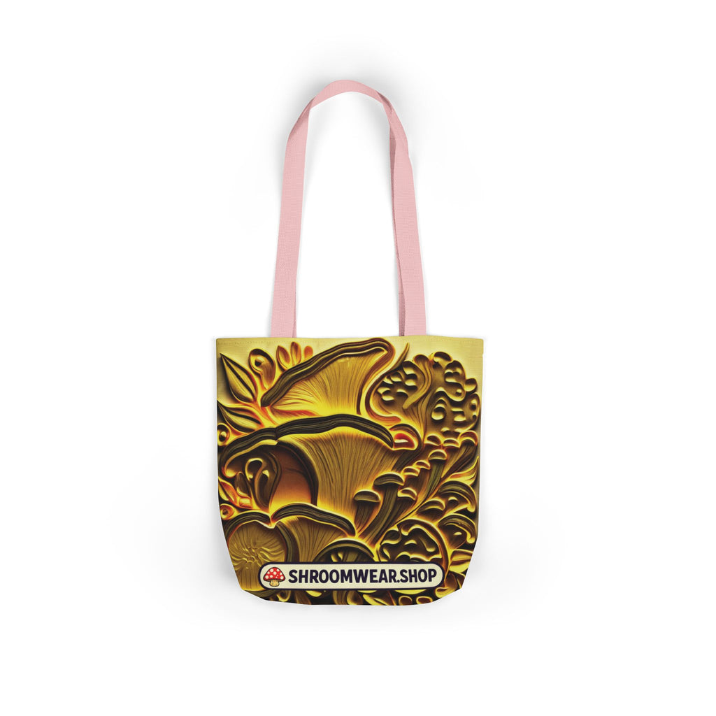Tote Bag : Golden Mushroom Canvas Tote Bag — Psychedelic Fungi Art Tote