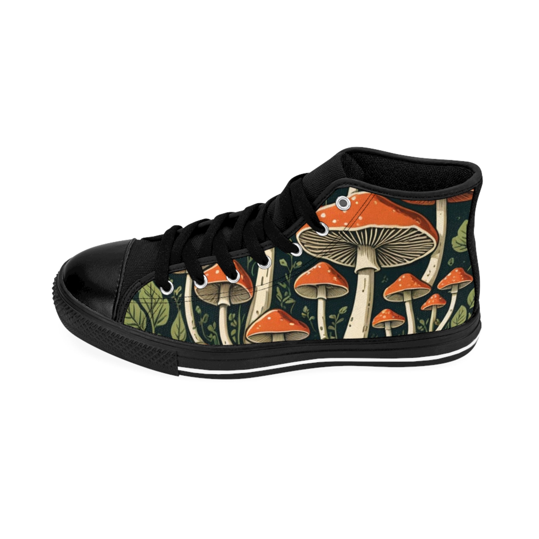 Mushroom Forest High-Top Sneakers — Vintage Toadstool Print
