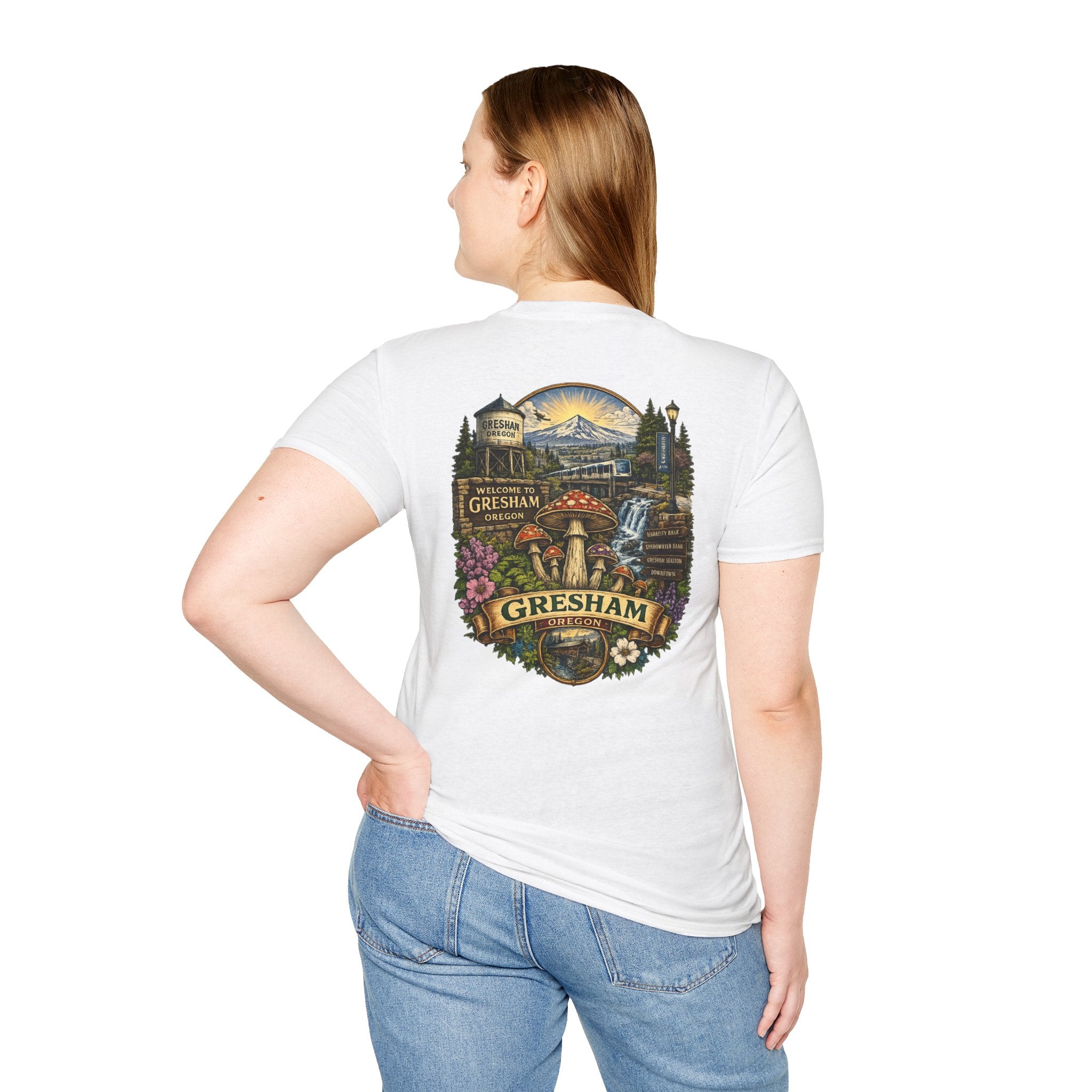 City: Gresham Psychedelic Mushroom Graphic T-Shirt — Red Amanita Illustration