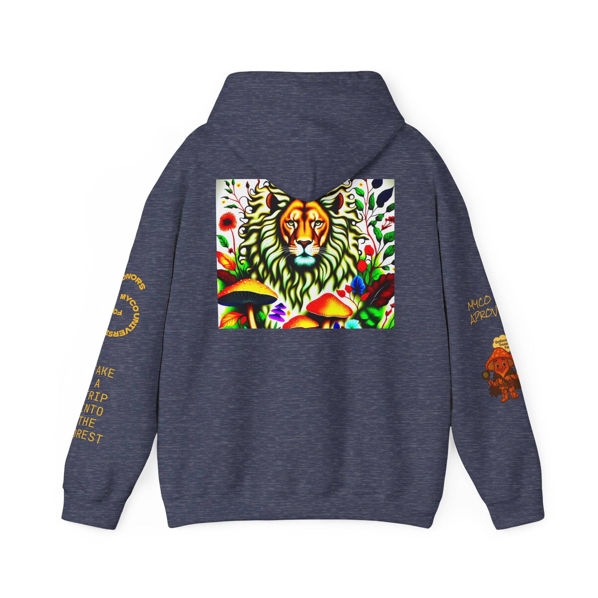 Myco University Lion & Mushroom Hoodie — Psychedelic Lion Graphic Pullover