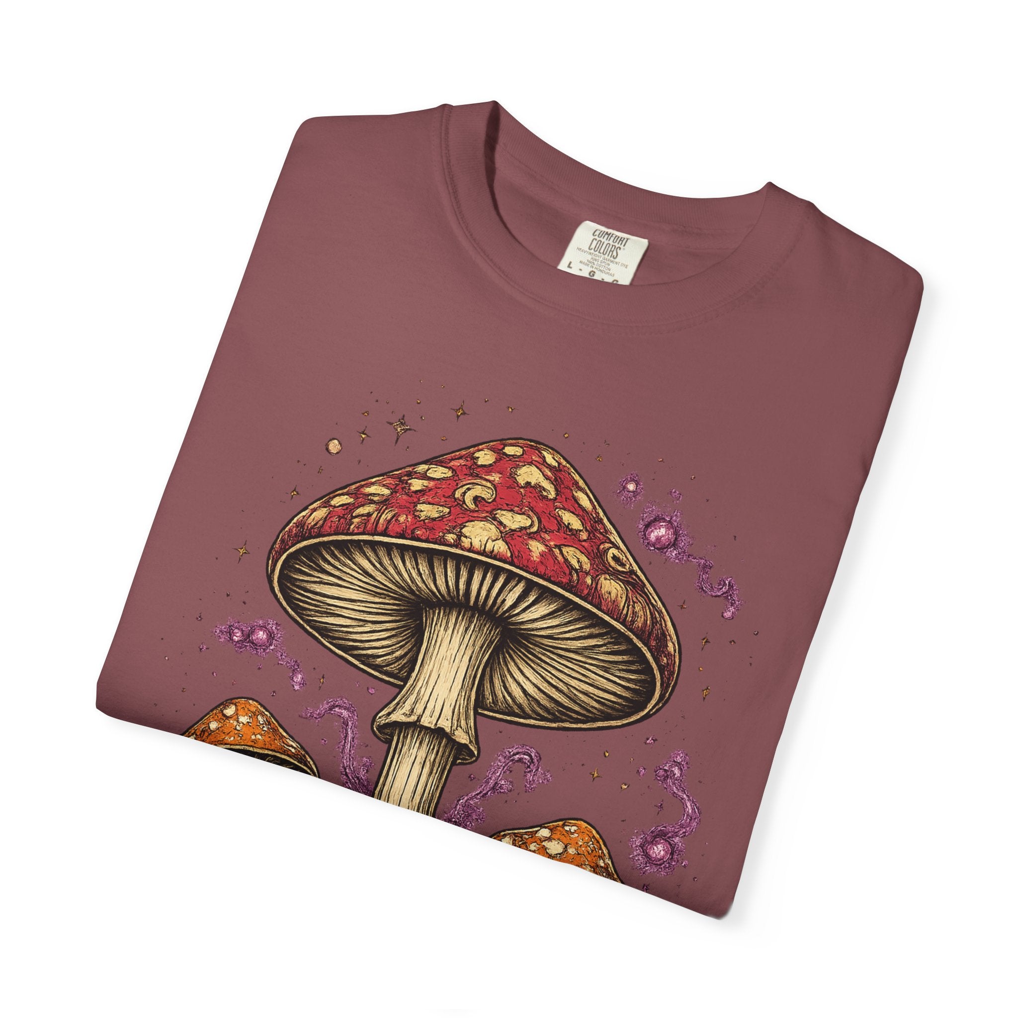 City: Portland Mushroom Graphic T-Shirt — Vintage Forest Amanita Design