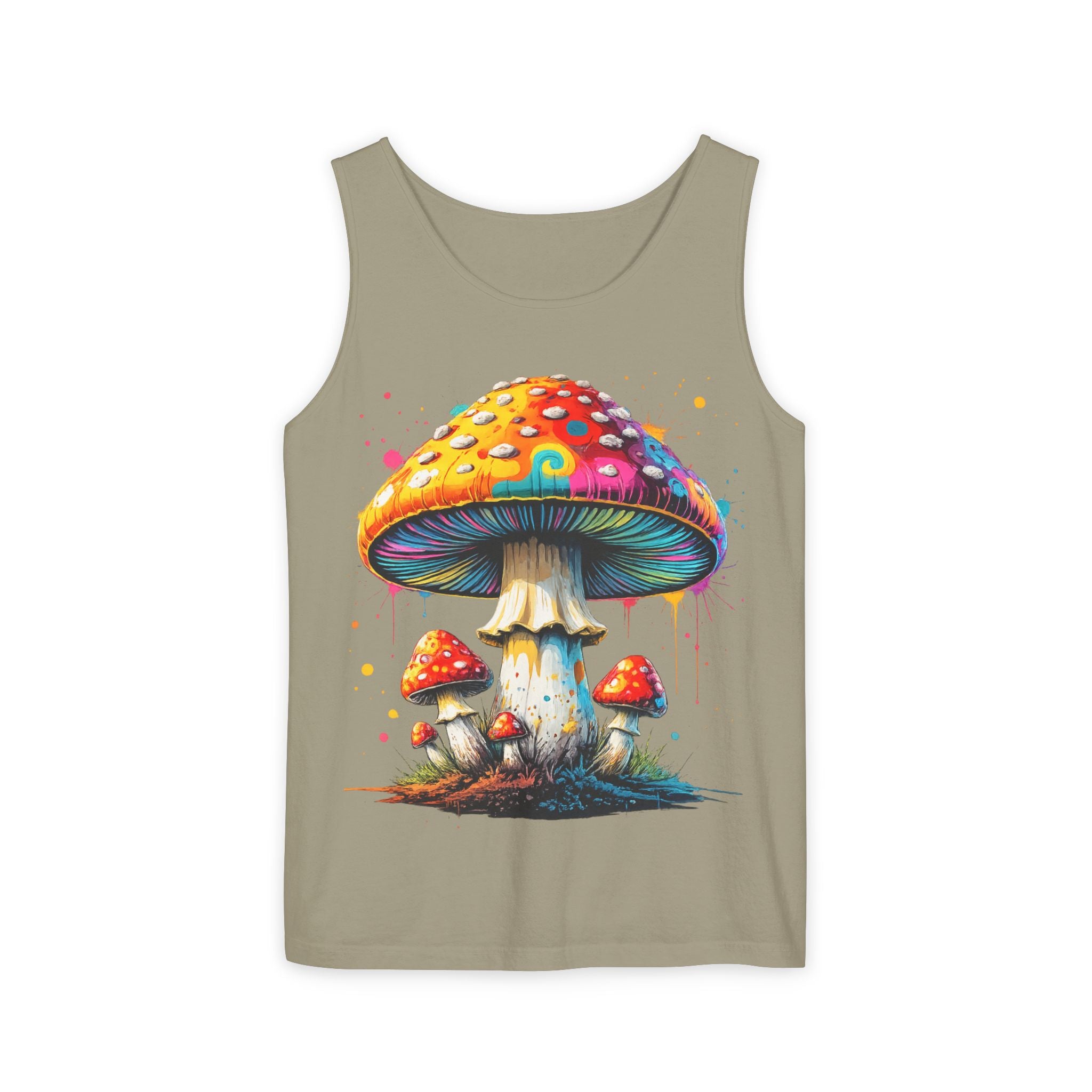 City: Portland Mushroom Graphic Tank Top — Colorful Psychedelic Fungi Design