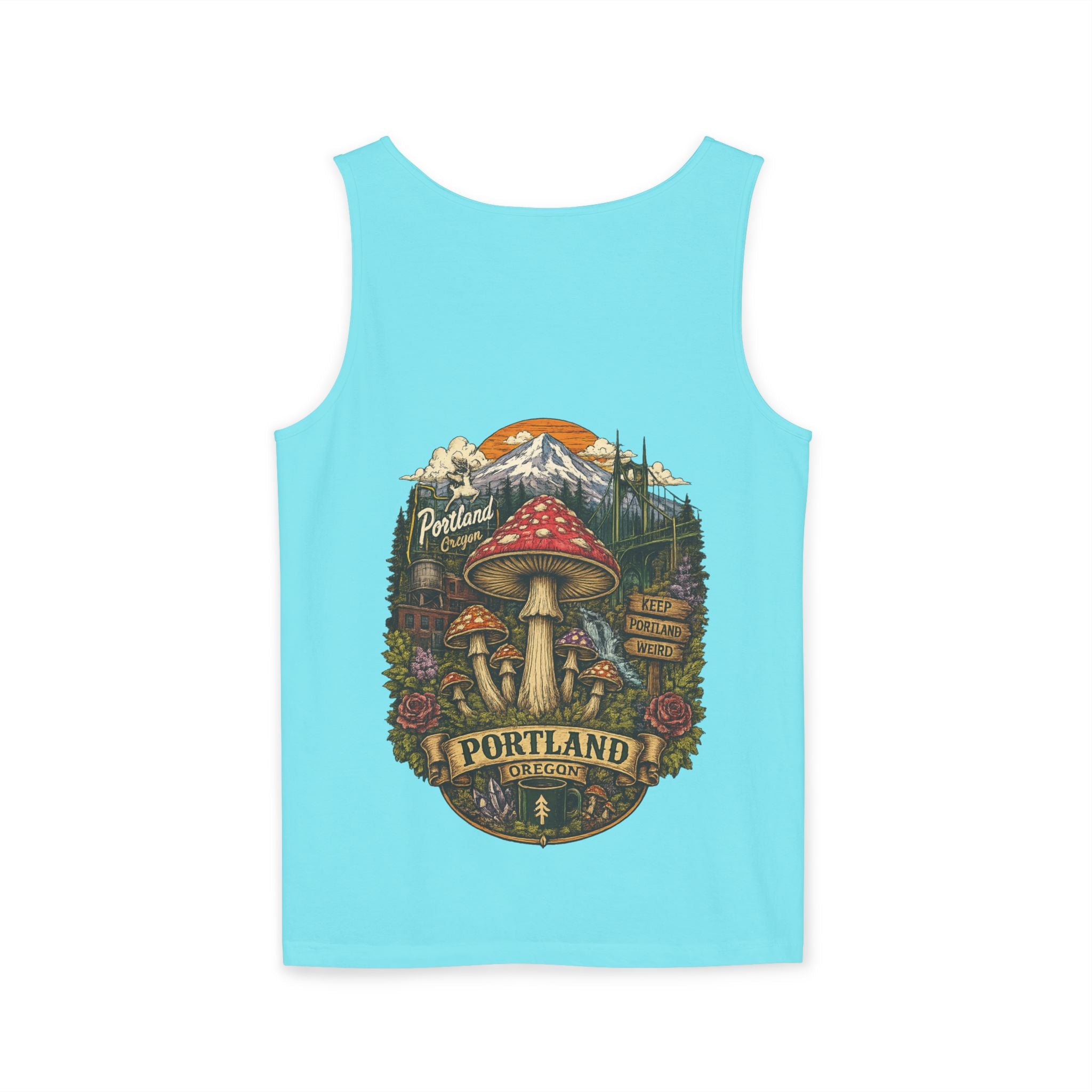 City: Portland Mushroom Tank Top — Psychedelic Forest Graphic Tank