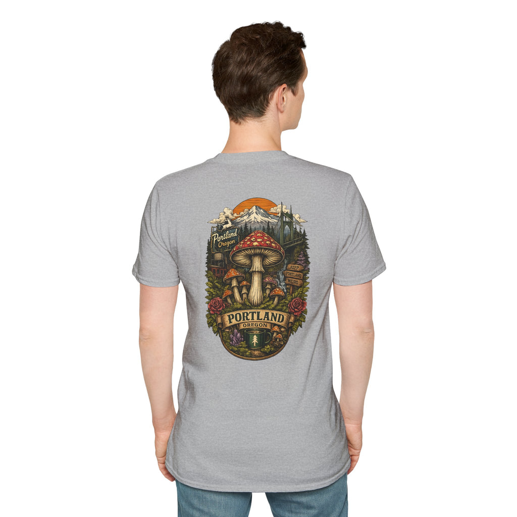City: Portland Mushroom Magic T-Shirt — Vintage Red Toadstool Illustration