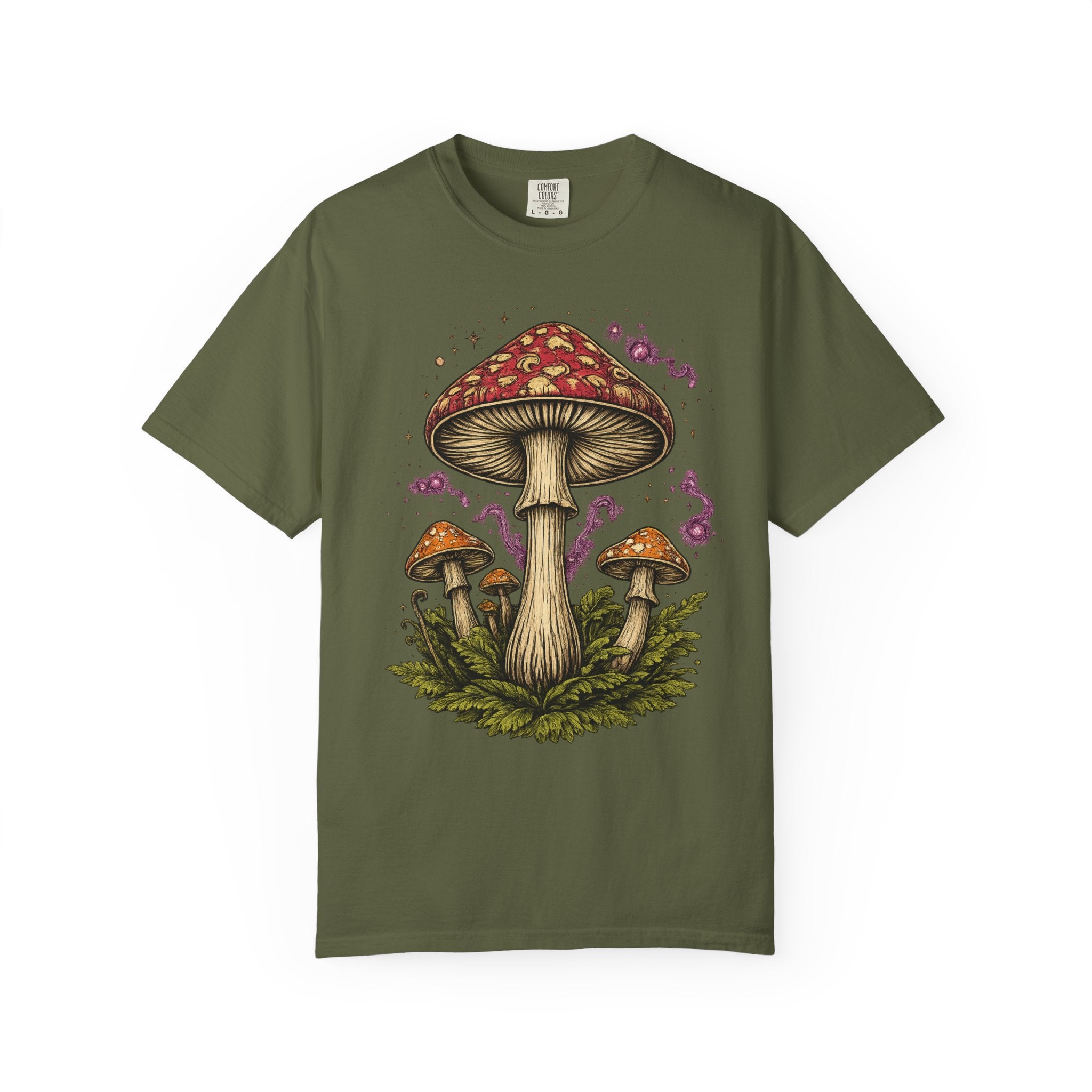 City: Portland Mushroom Graphic T-Shirt — Vintage Forest Amanita Design