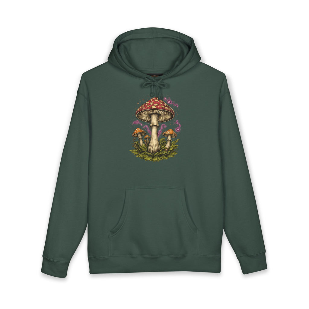 Sudadera con capucha Mushroom Grove — Sudadera con capucha ilustrada con hongos vintage