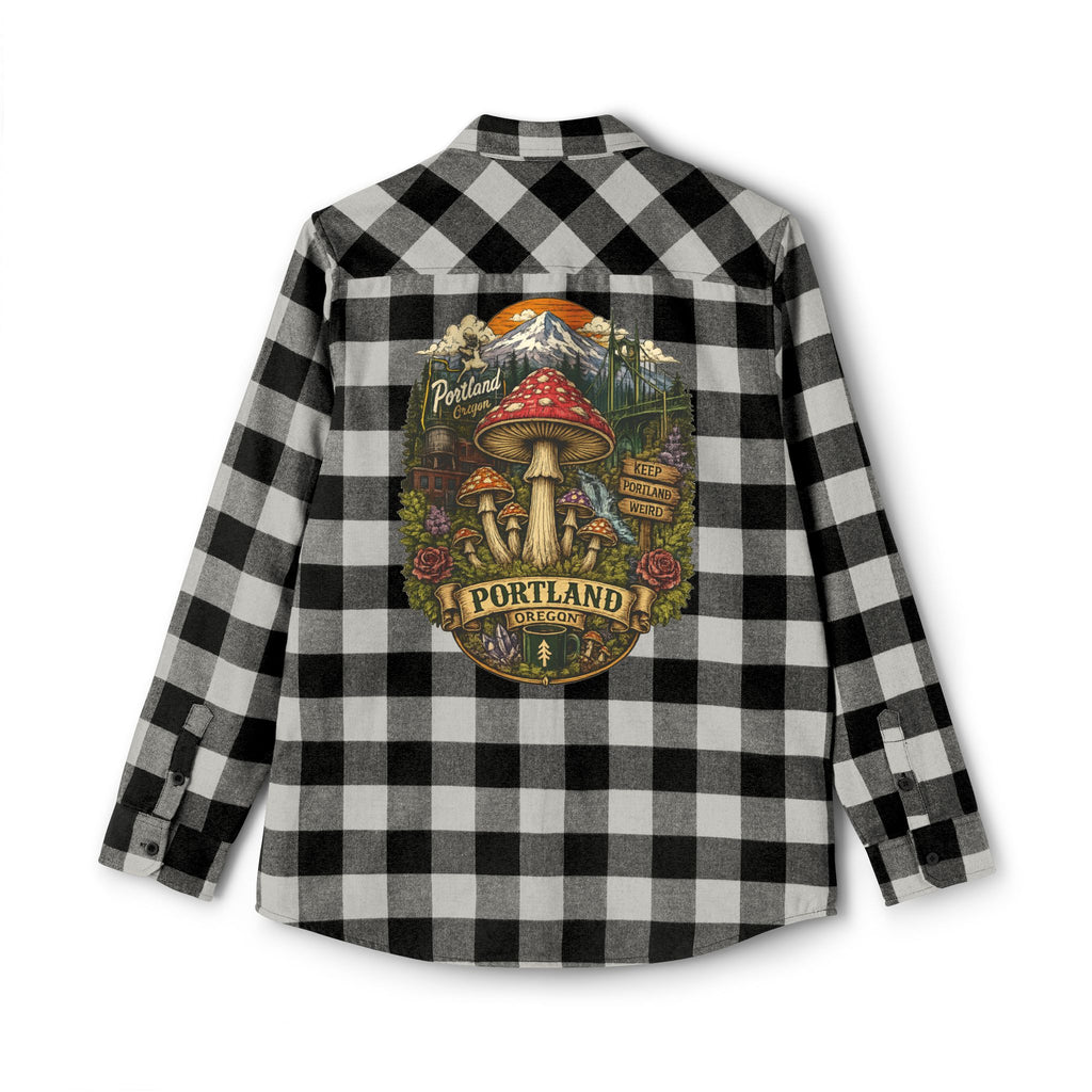 Portland Mushroom Flannel Shirt — Vintage Forest Plaid Button-Up