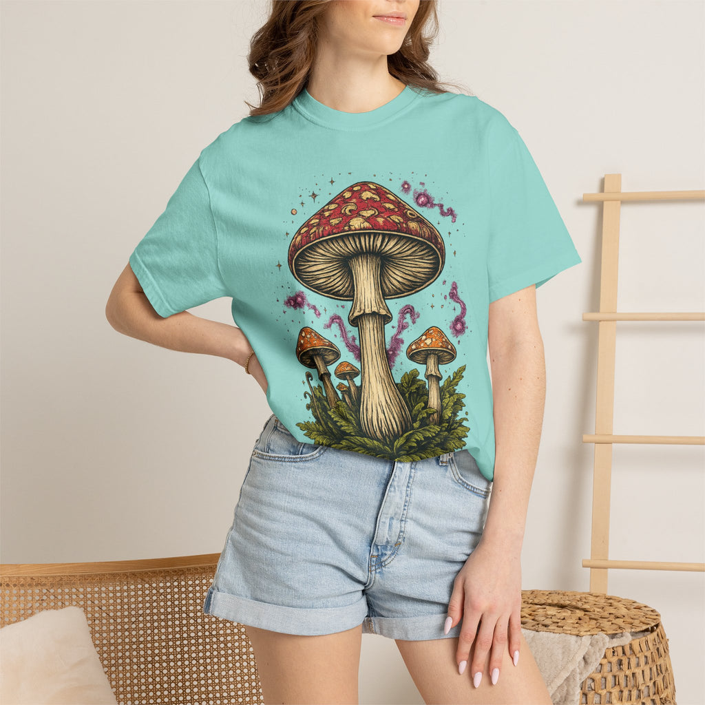 City: Portland Mushroom Graphic T-Shirt — Vintage Forest Amanita Design