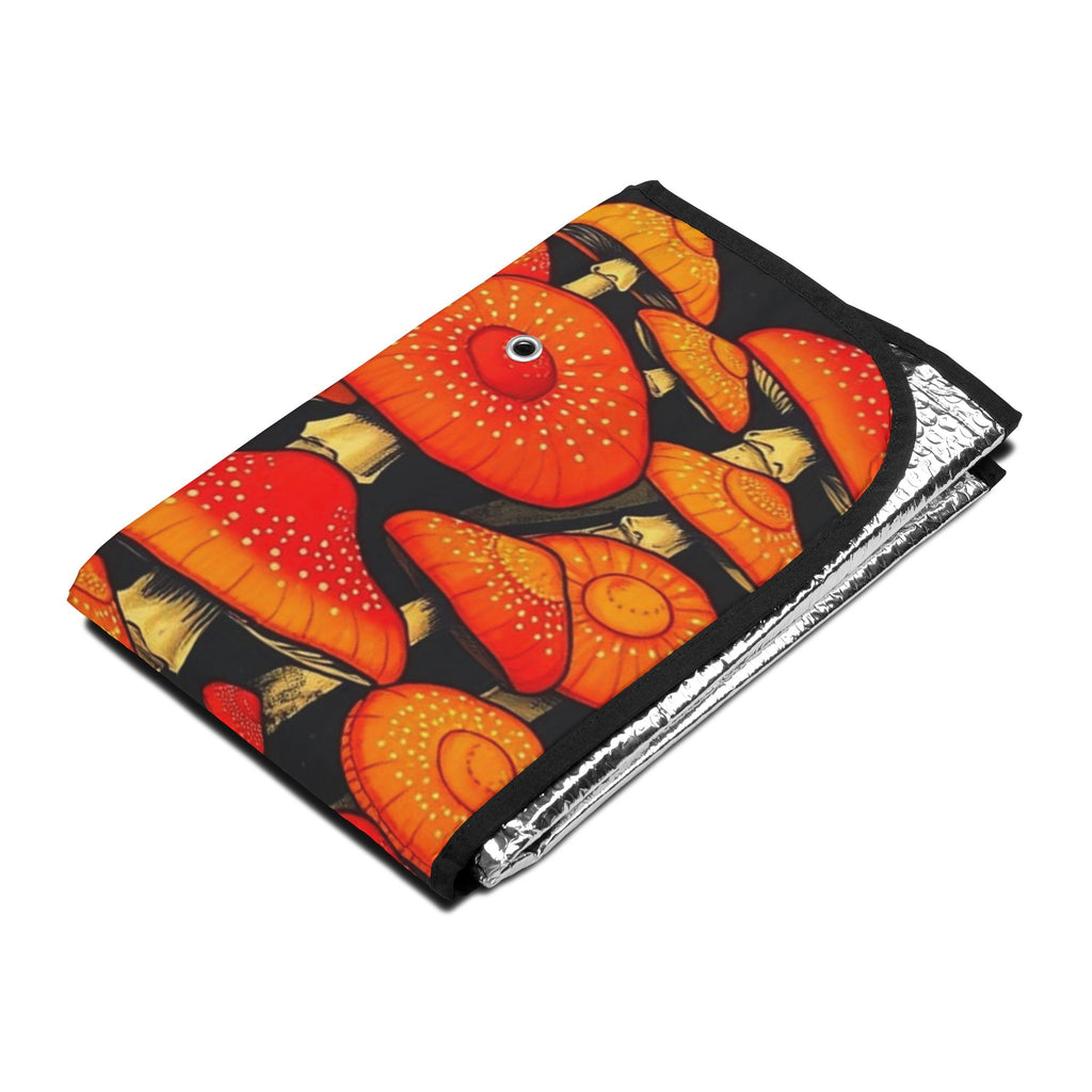 Mushroom Pattern Car Sun Shade – Retro Orange Toadstool Windshield Protector