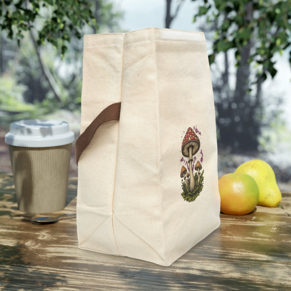 Lunch Bag — Illustrated Red Toadstool Canvas Lunch Bag with Strap