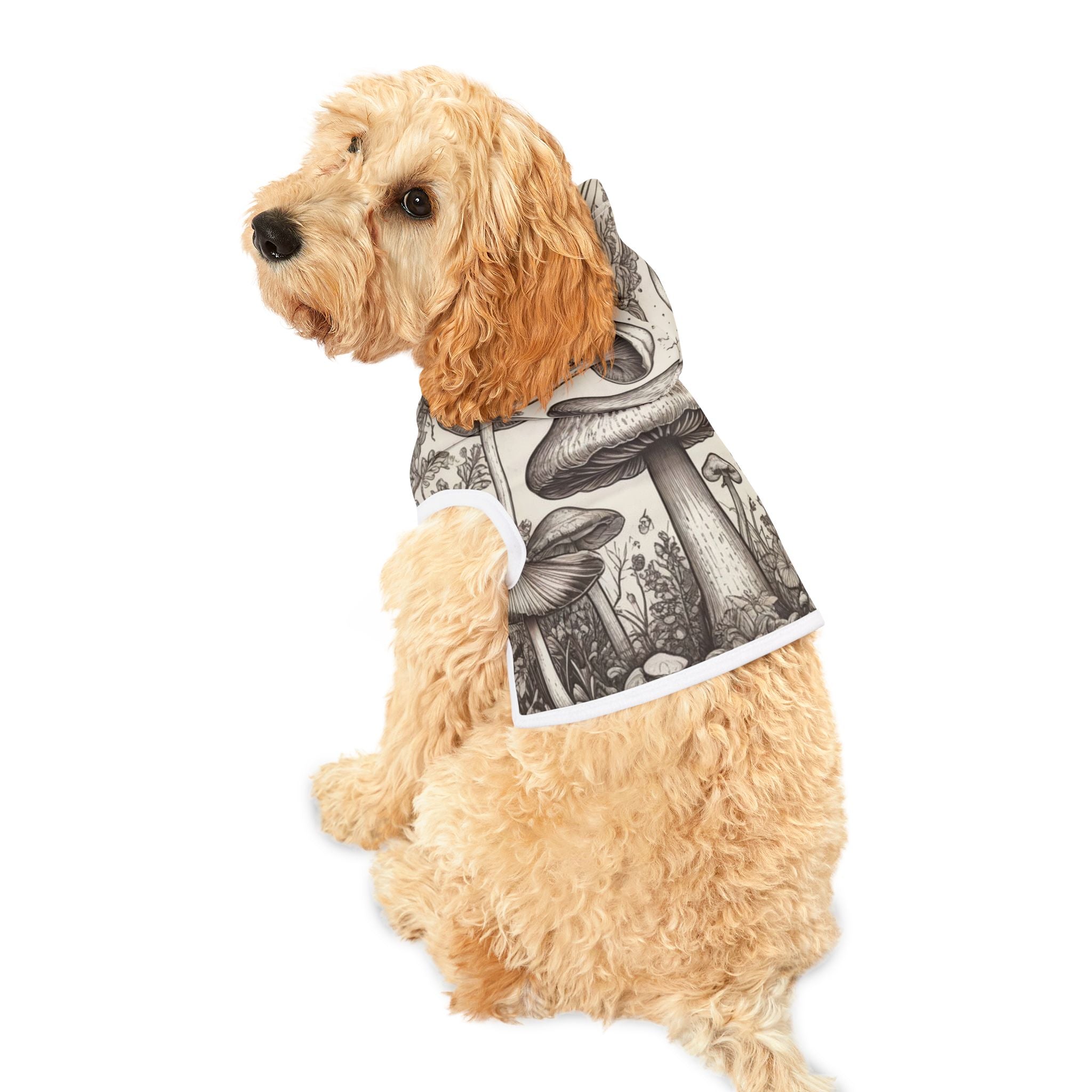 Custom Design Mushroom Print Enchanted Grove Dog/Cat Hoodie – Where Myth Meets Cozy