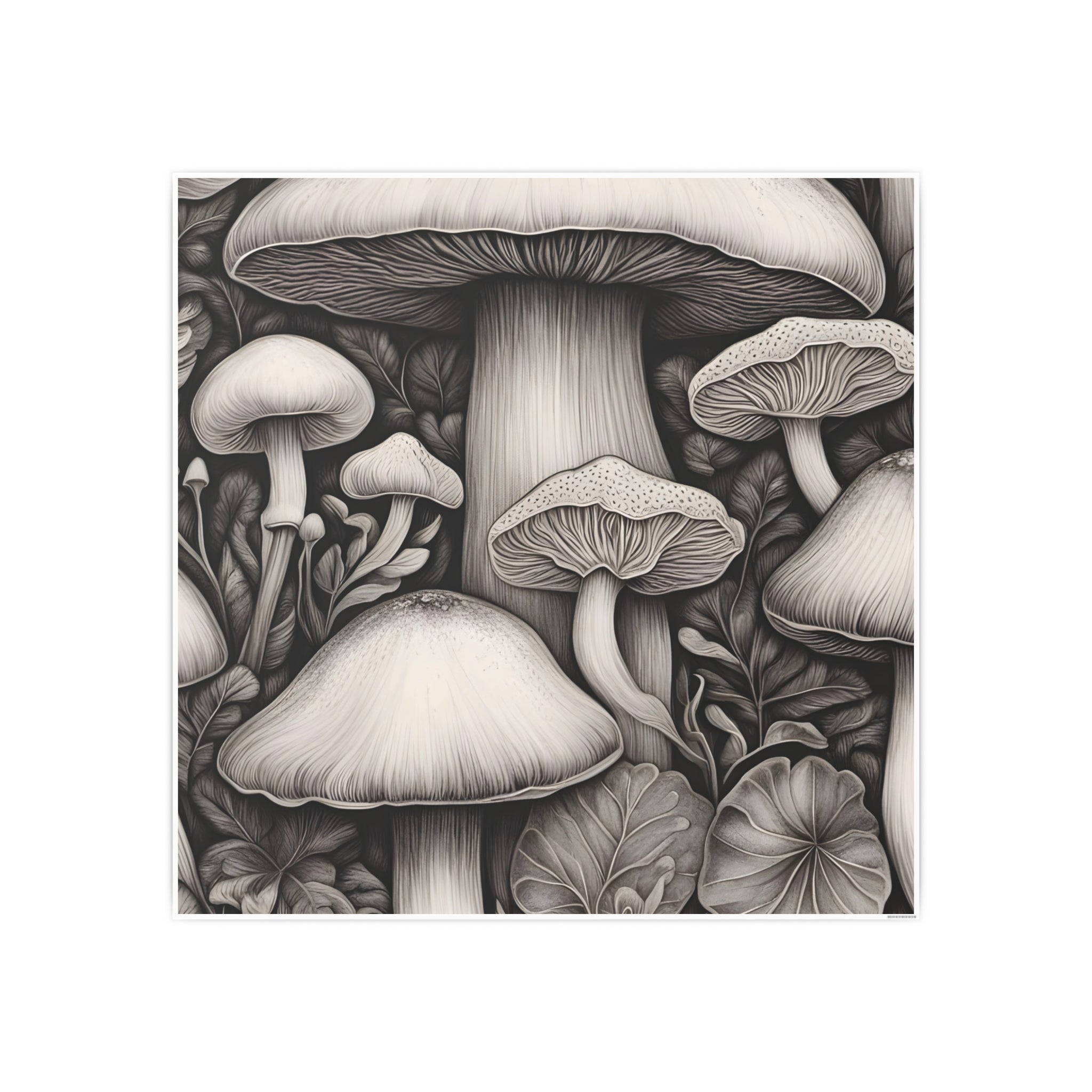 Poster: Mushroom Illustration Poster — Botanical Fungi Art Print