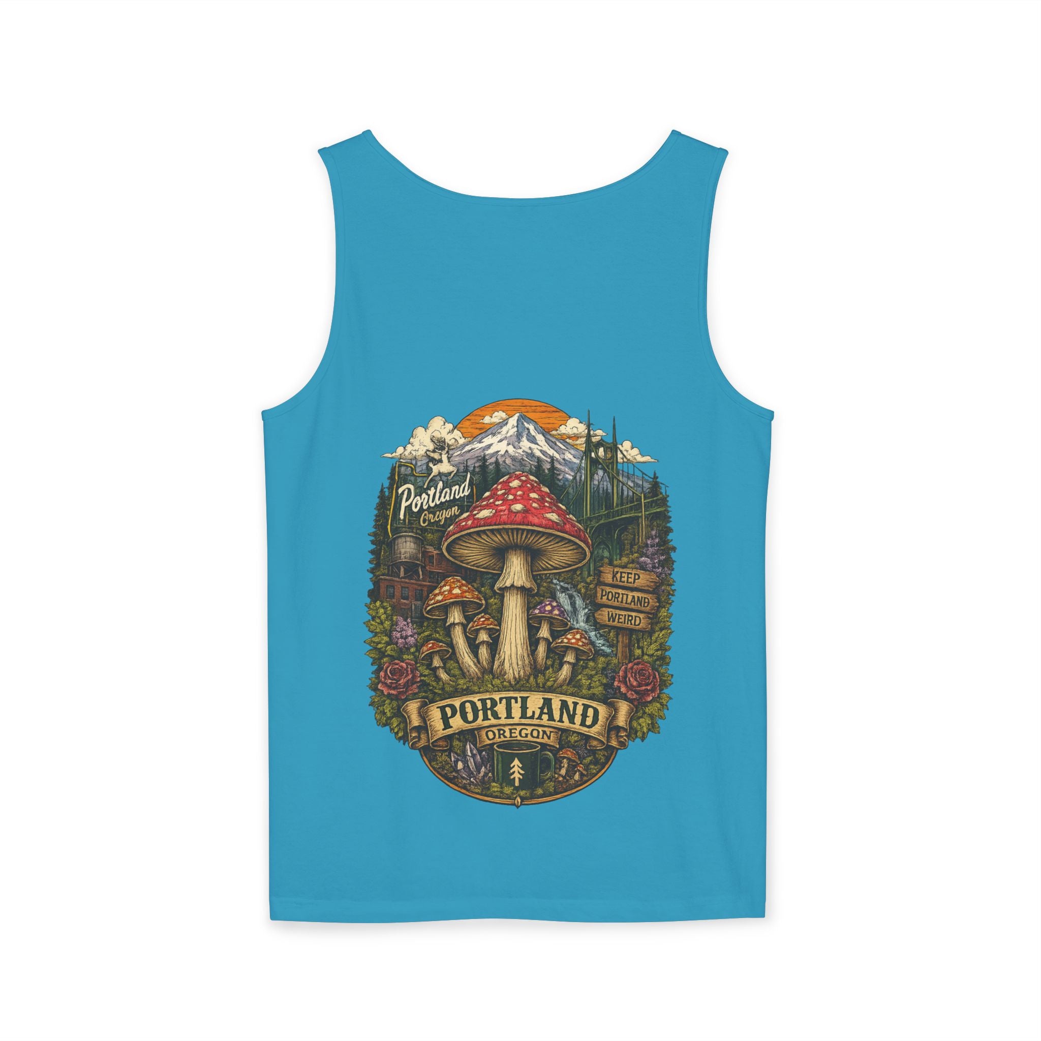 City: Portland Mushroom Tank Top — Psychedelic Forest Graphic Tank