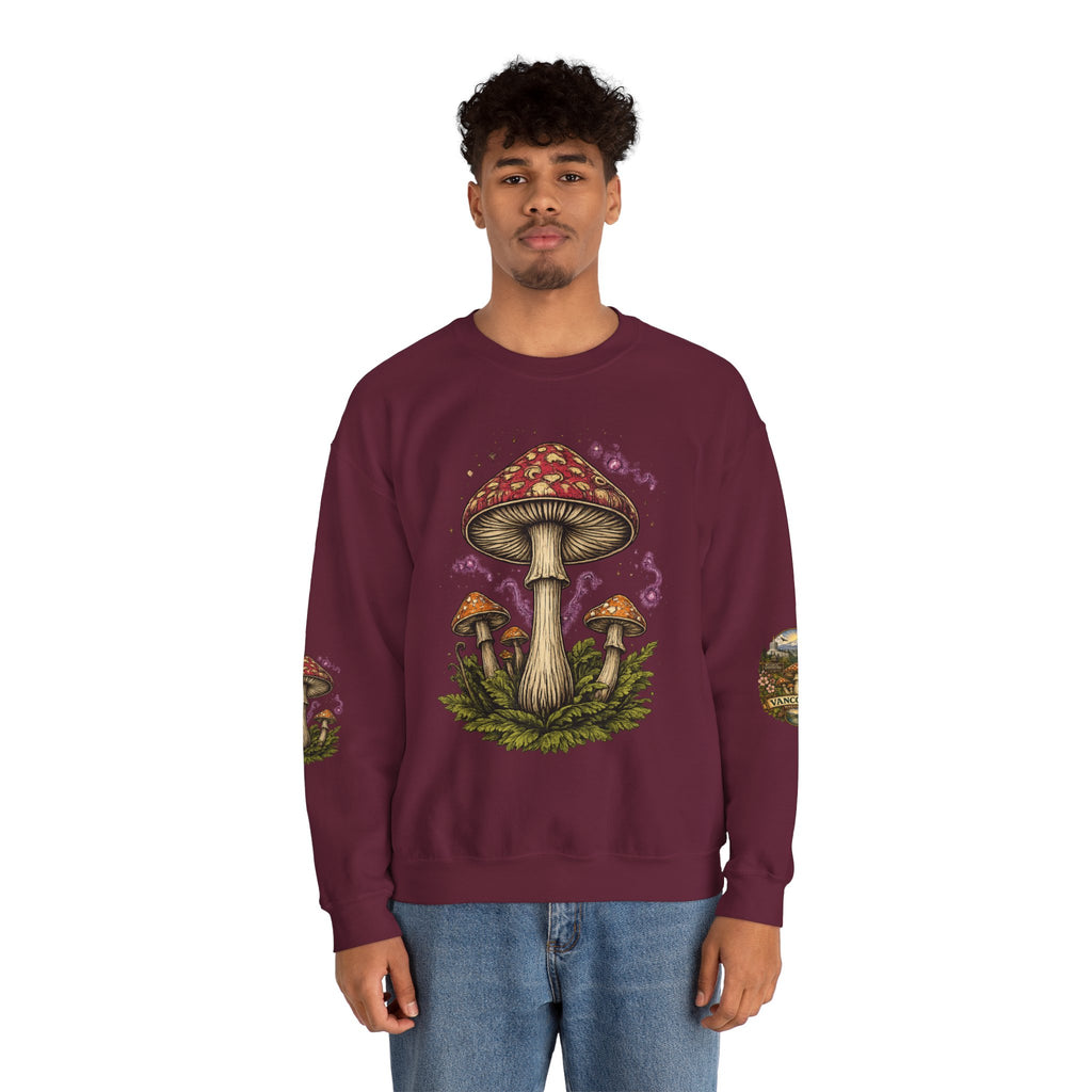 City:  Vancouver Crewneck Sweatshirt — Scenic Pacific Northwest Fungi Design