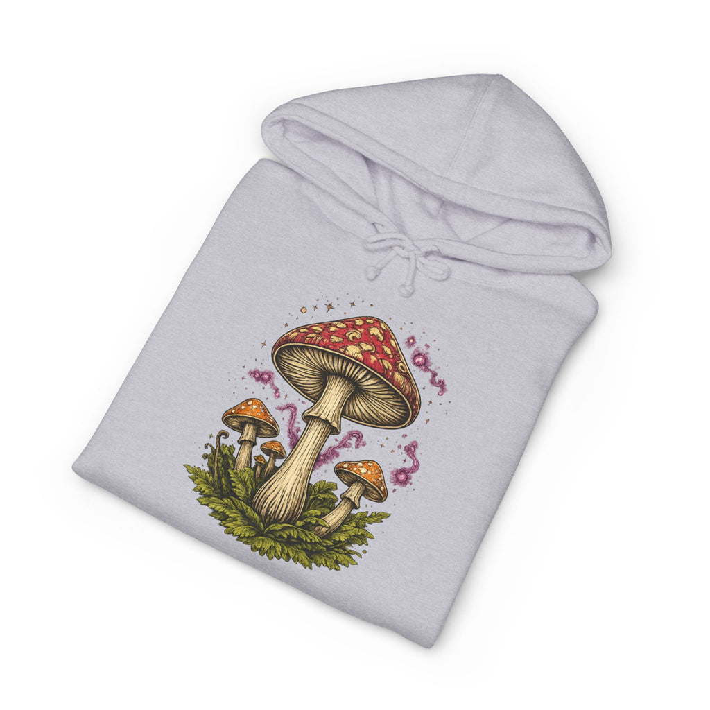 Mushroom Grove Hoodie — Vintage Toadstool Illustration Hooded Sweatshirt