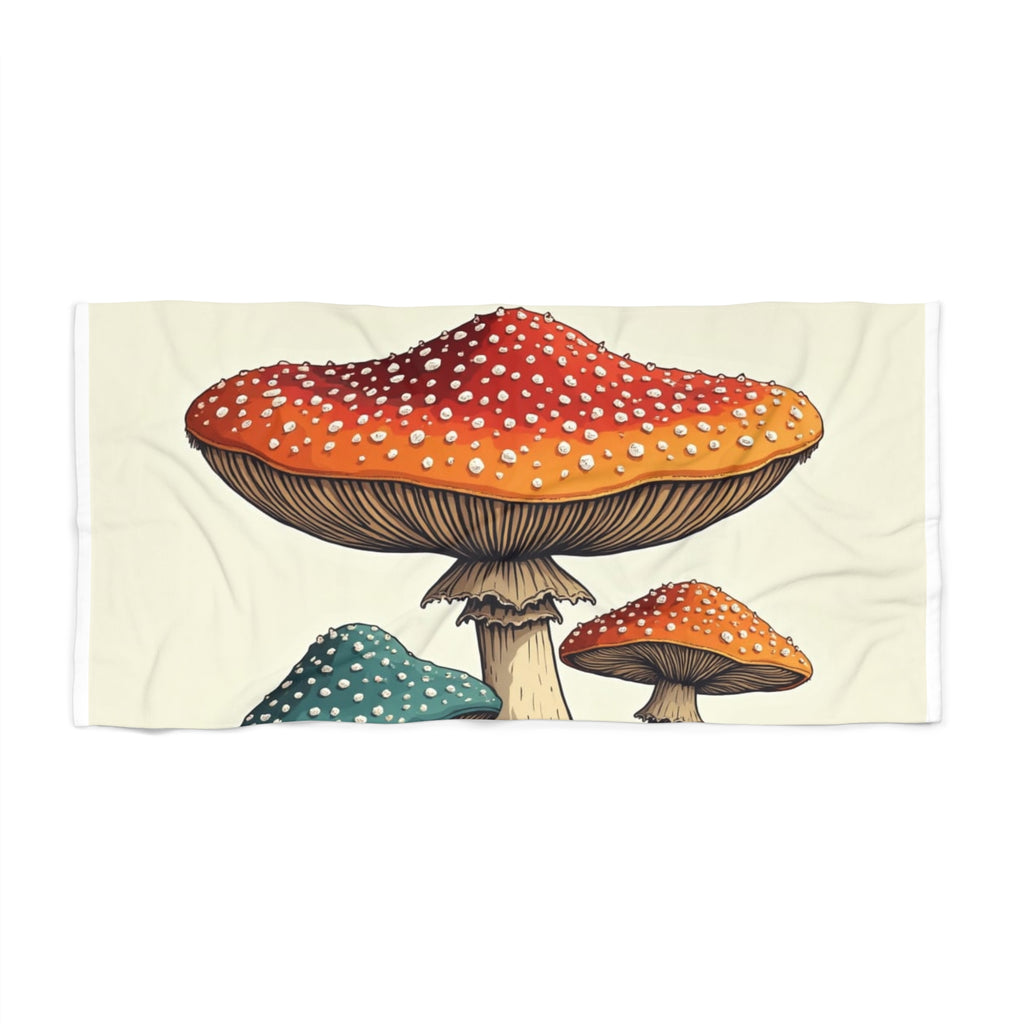 Toalla de playa con arte de hongos: estampado psicodélico colorido de hongos