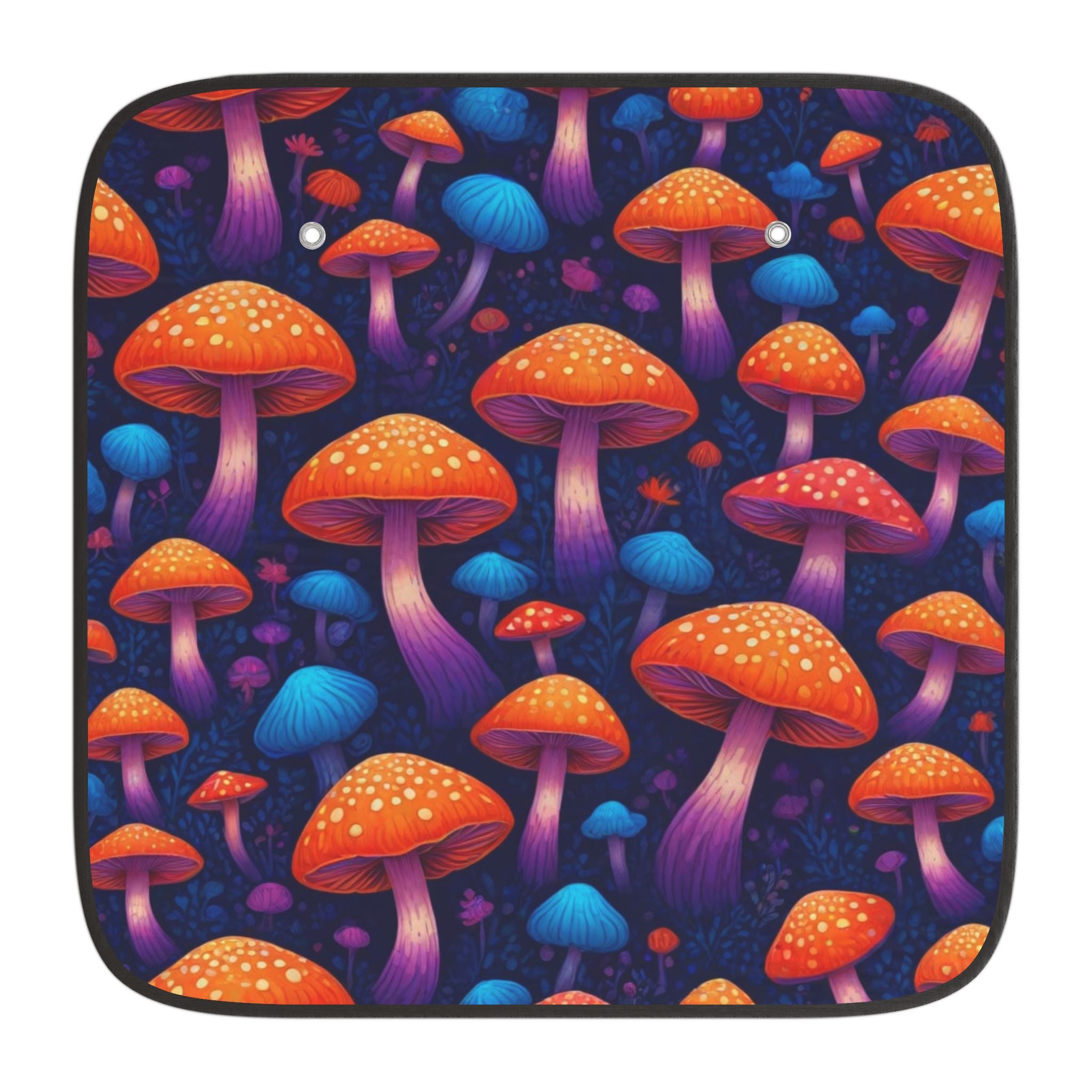 Psychedelic Mushroom Car Sun Shade — Colorful UV-Blocking Windshield Cover