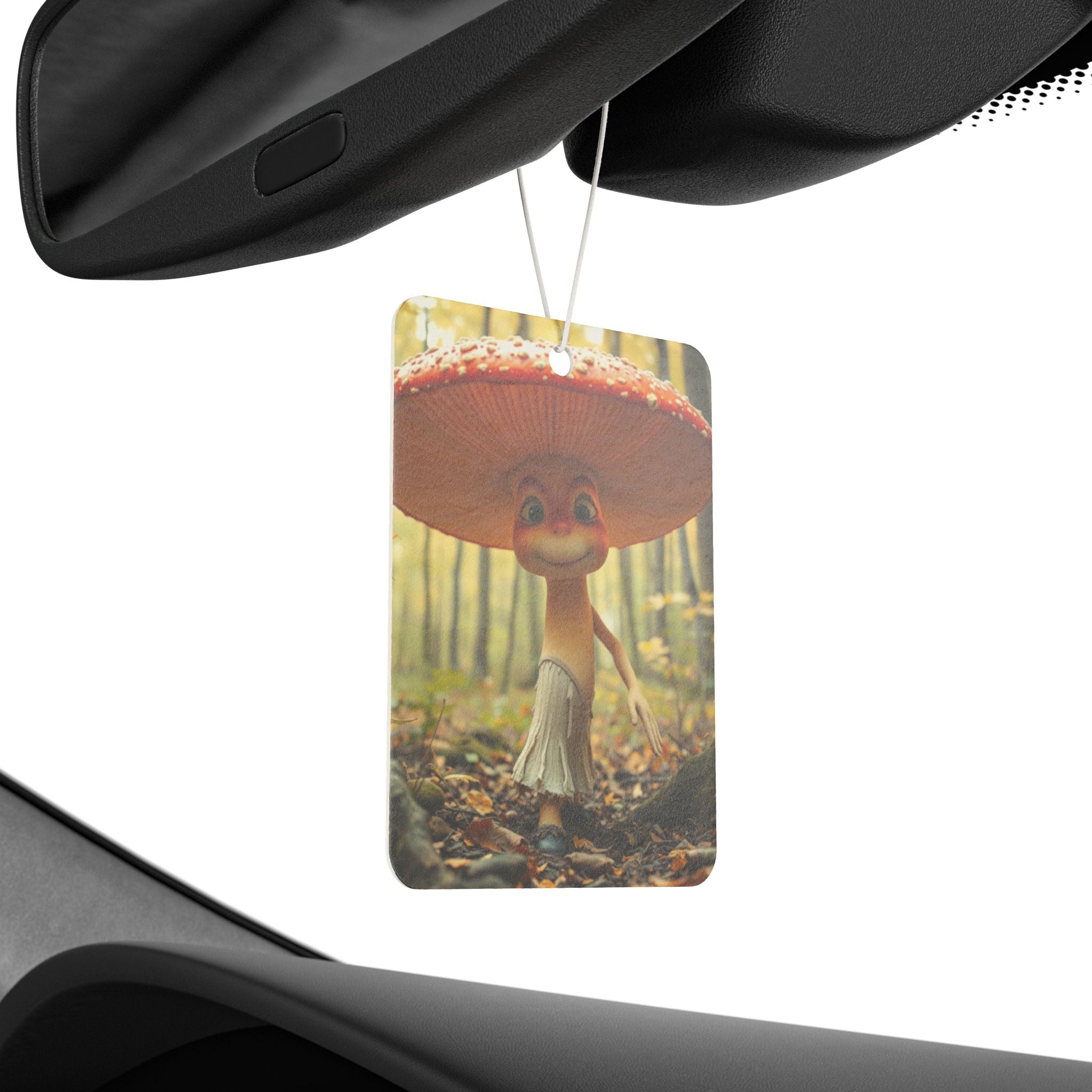 Mushroom Character Car Air Freshener — Cute Forest Cartoon Scent