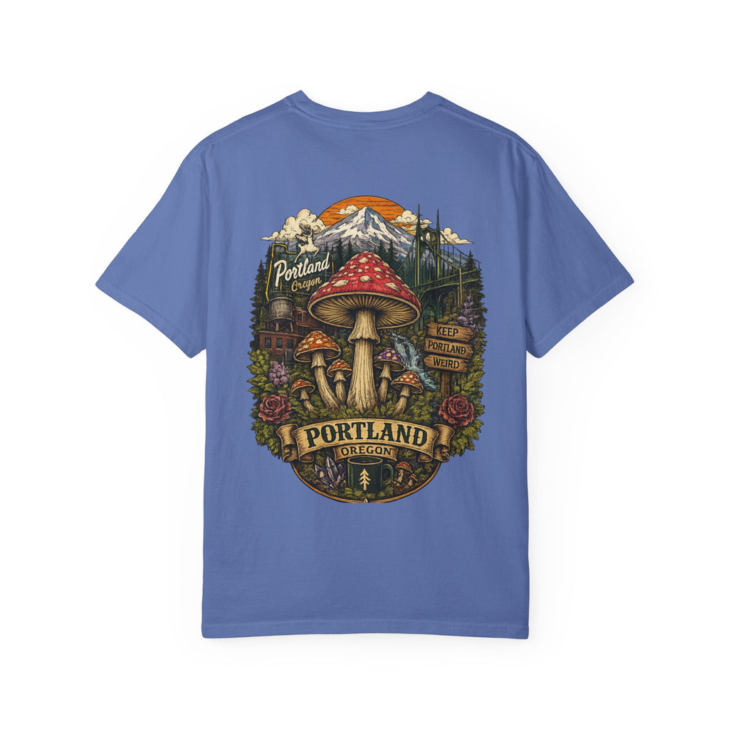 City: Portland Mushroom Graphic T-Shirt — Vintage Forest Amanita Design