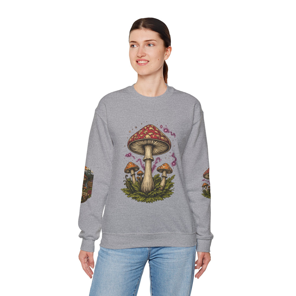 City: Portland Mushroom Crewneck Sweatshirt Vintage Psychedelic Fungi Graphic