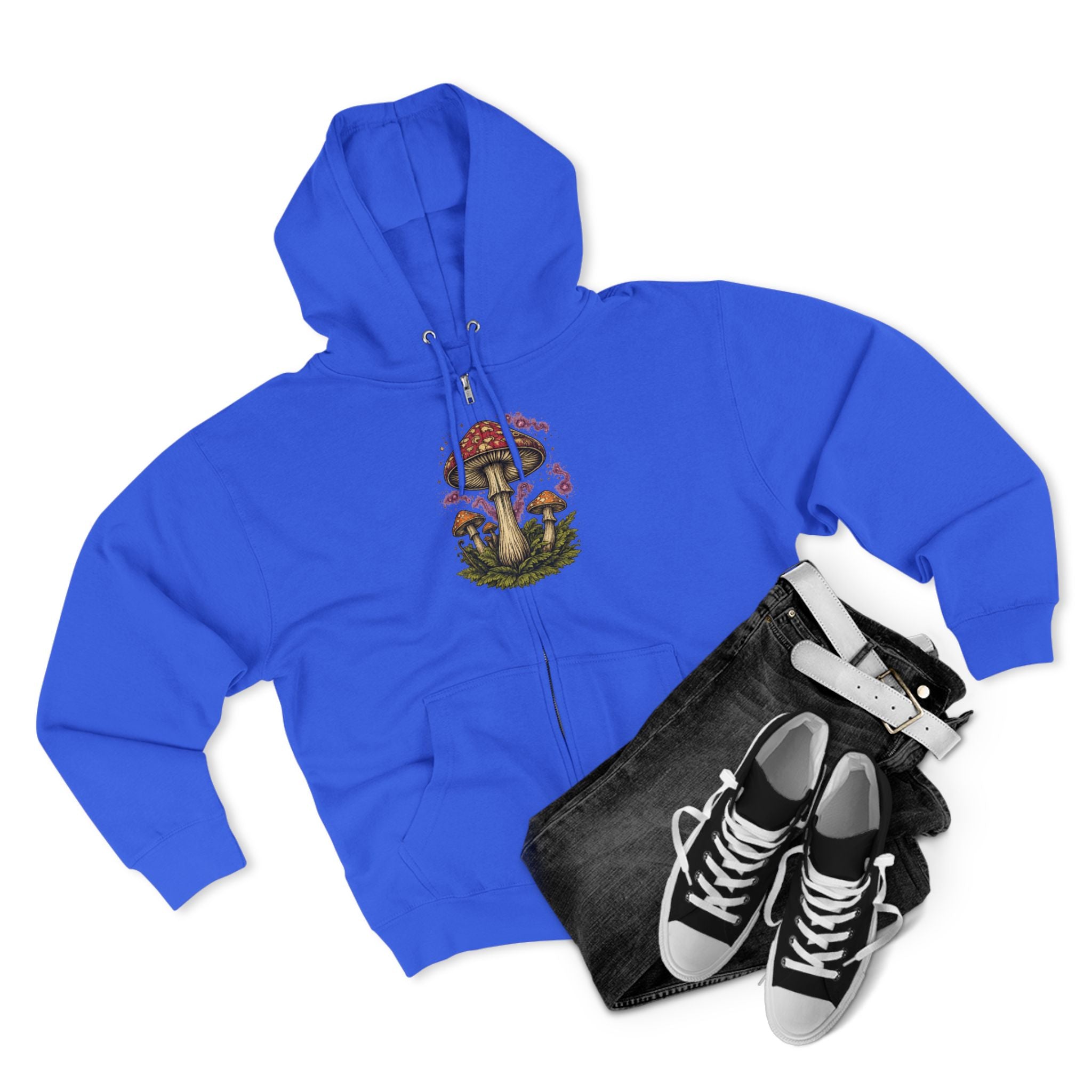 City: Portland Mushroom Zip Hoodie — Vintage Psychedelic Fungi Forest Jacket