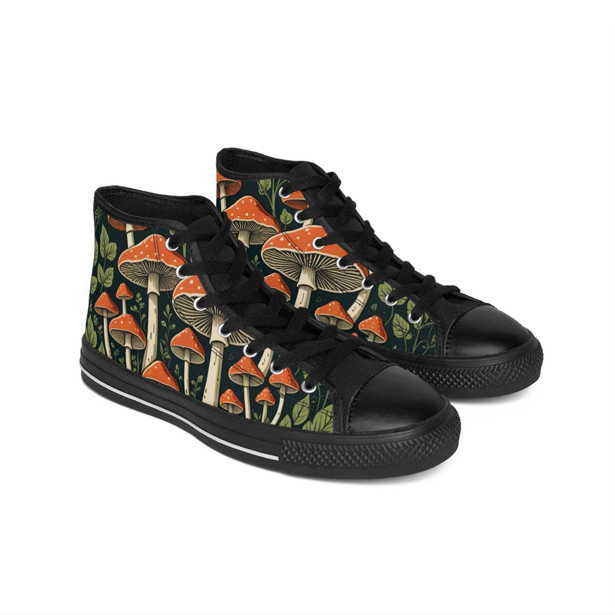 Mushroom Forest High-Top Sneakers — Vintage Toadstool Print