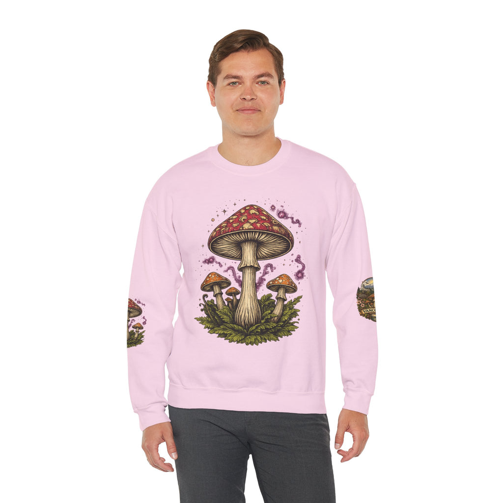 City:  Vancouver Crewneck Sweatshirt — Scenic Pacific Northwest Fungi Design