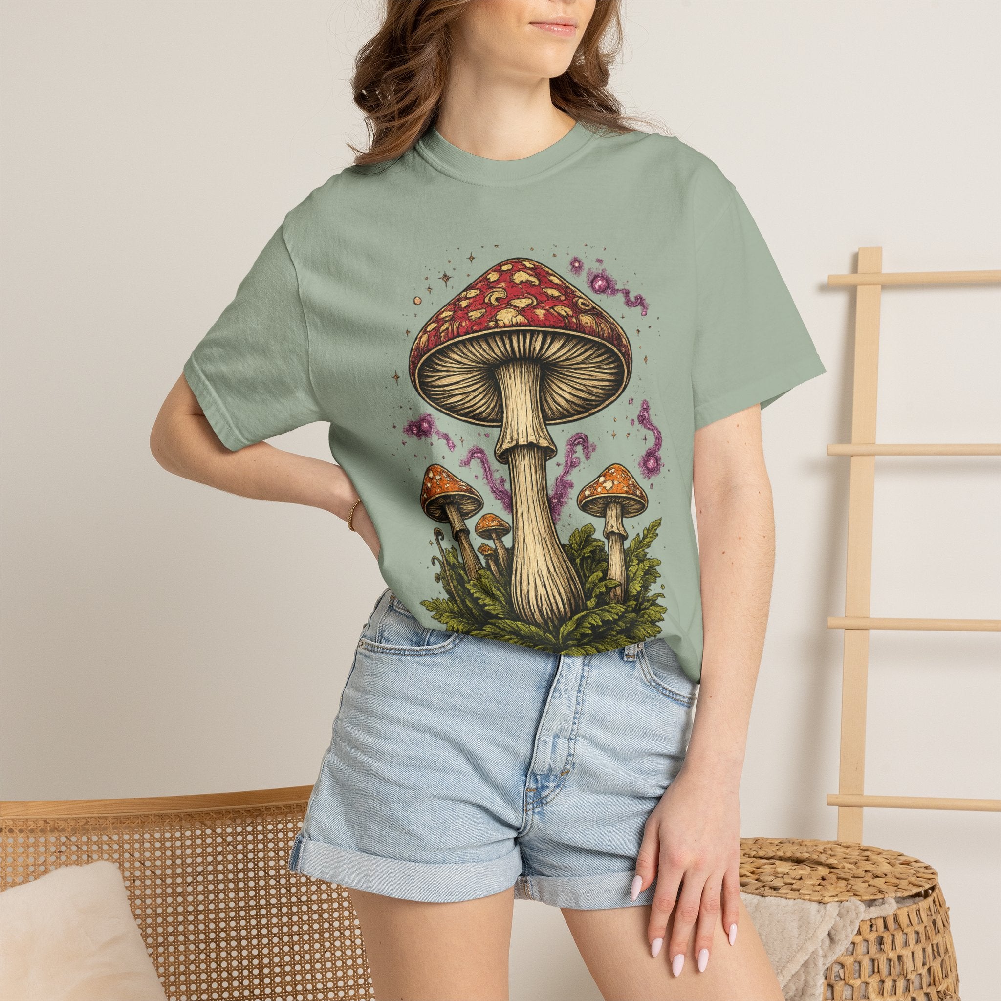 City: Portland Mushroom Graphic T-Shirt — Vintage Forest Amanita Design