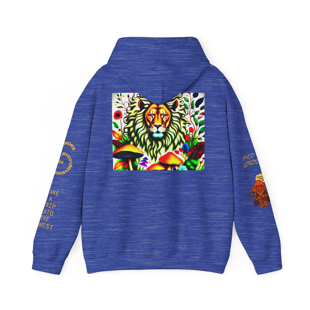Myco University Lion & Mushroom Hoodie — Psychedelic Lion Graphic Pullover