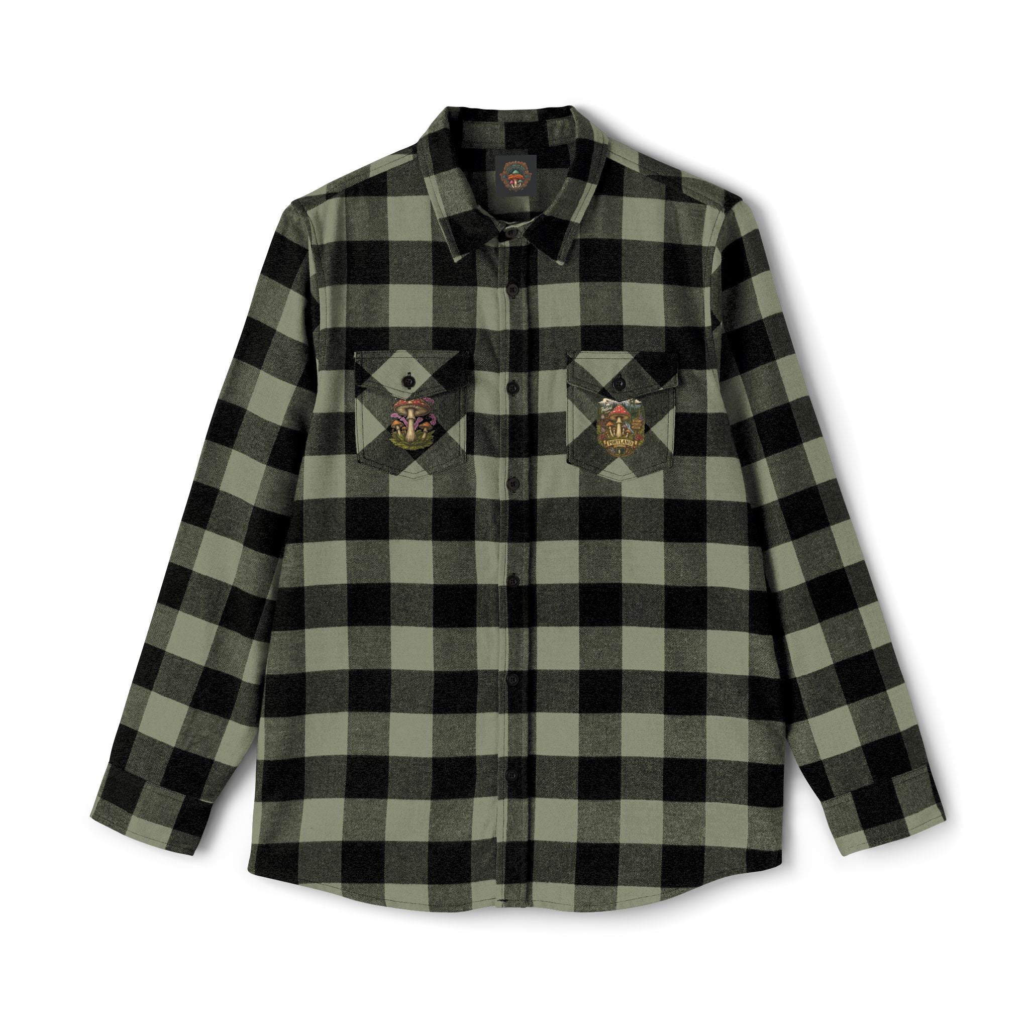 Portland Mushroom Flannel Shirt — Vintage Forest Plaid Button-Up