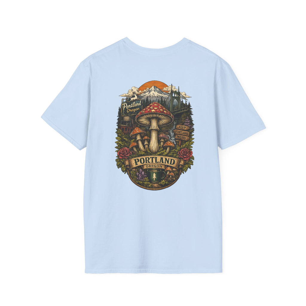 City: Portland Mushroom Magic T-Shirt — Vintage Red Toadstool Illustration