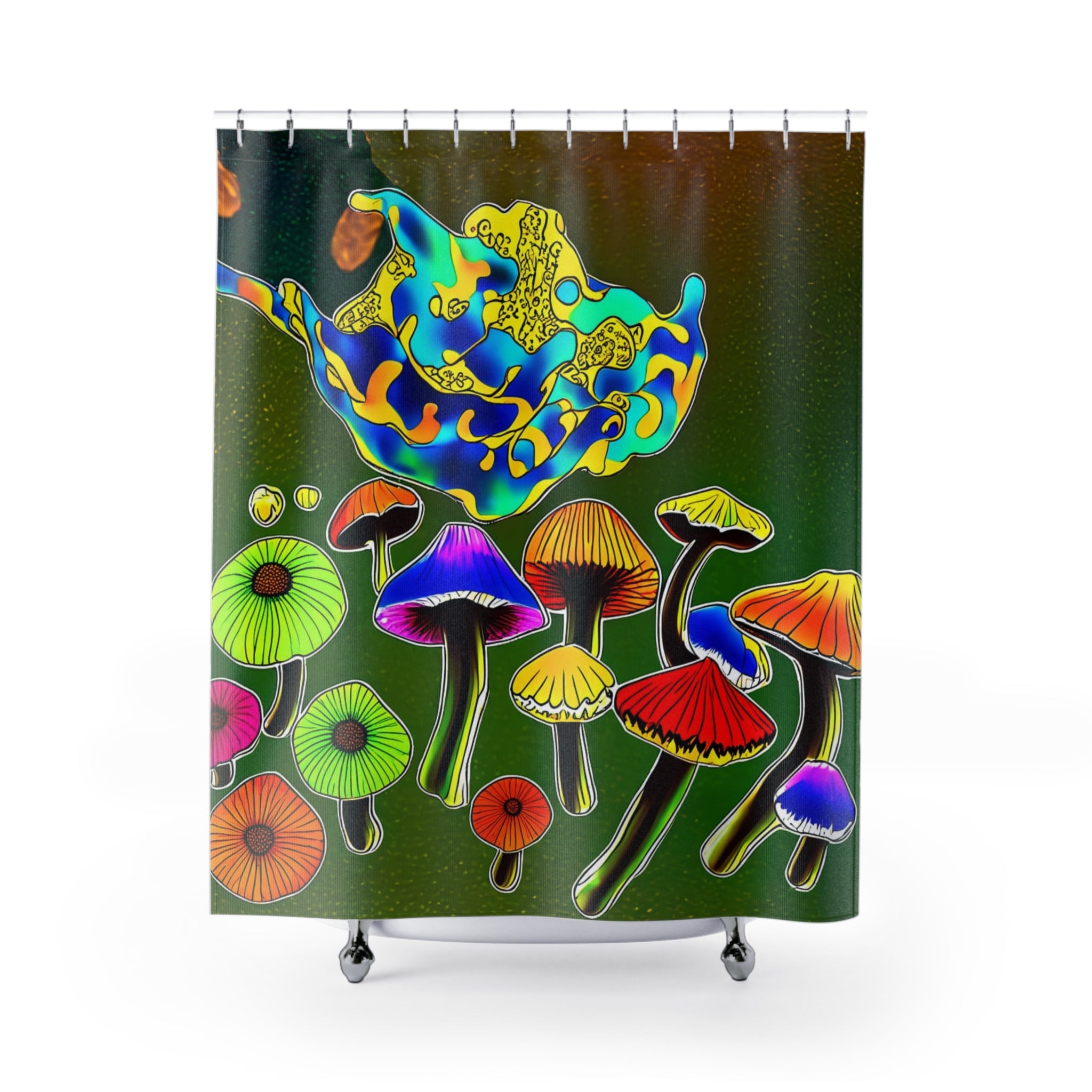 Psychedelic Mushroom Shower Curtain – Vibrant Colorful Fungi Bathroom Décor