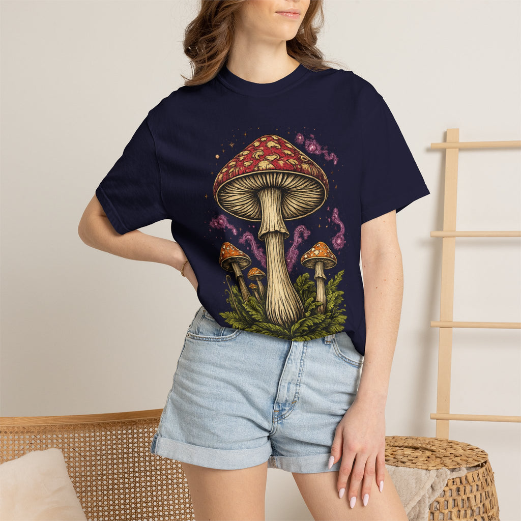 City: Portland Mushroom Graphic T-Shirt — Vintage Forest Amanita Design