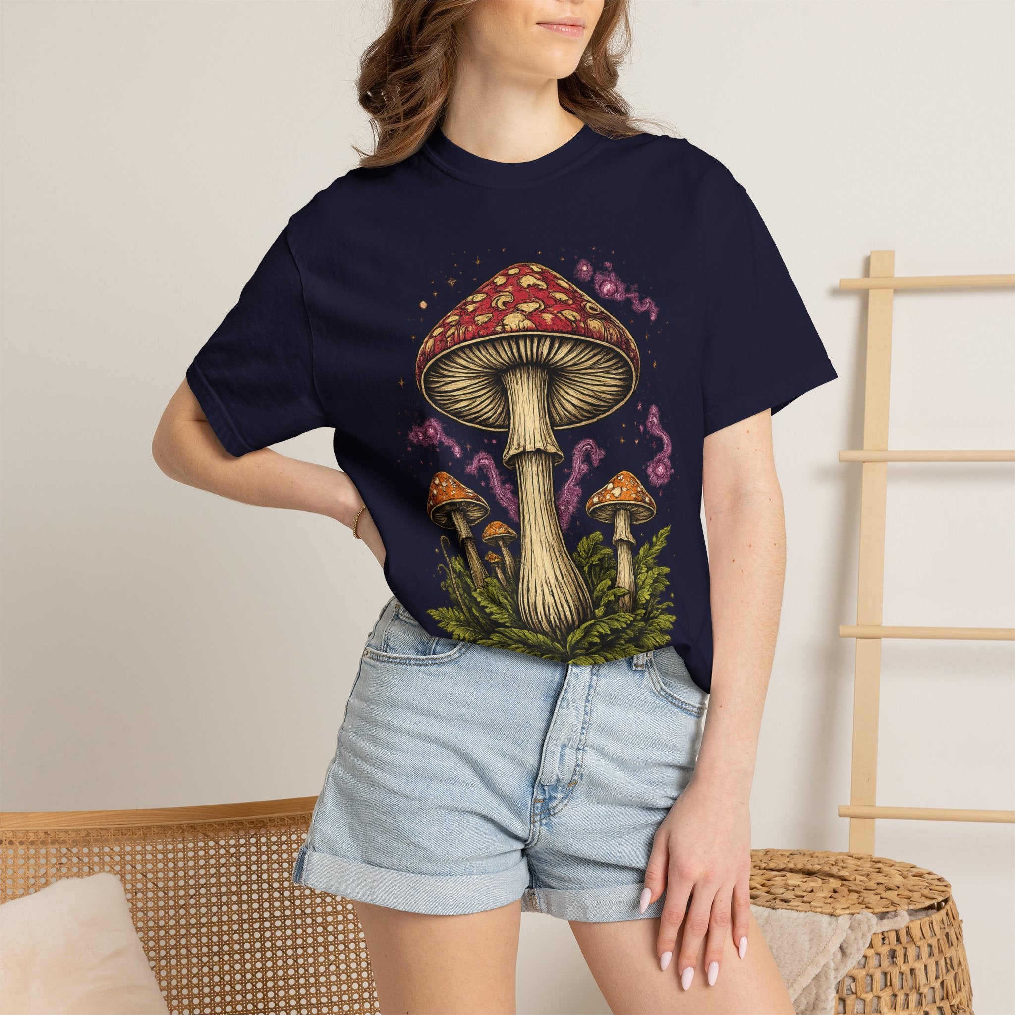 City: Portland Mushroom Graphic T-Shirt — Vintage Forest Amanita Design