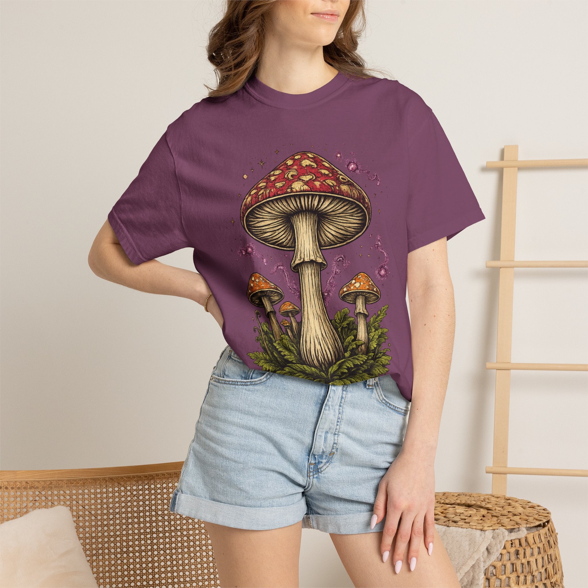 City: Portland Mushroom Graphic T-Shirt — Vintage Forest Amanita Design