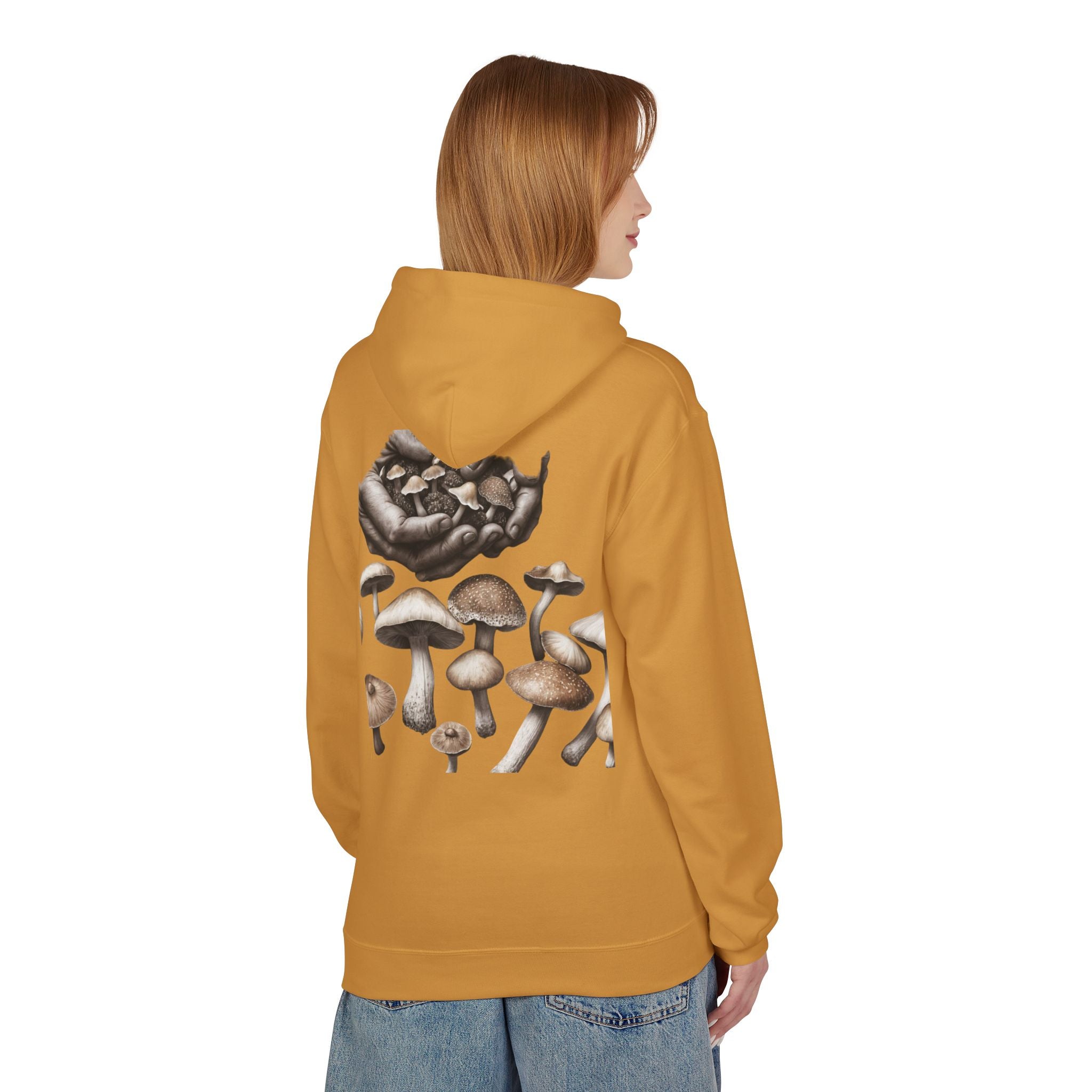 Mushroom Art Hoodie — Botanical Foraging Graphic Pullover
