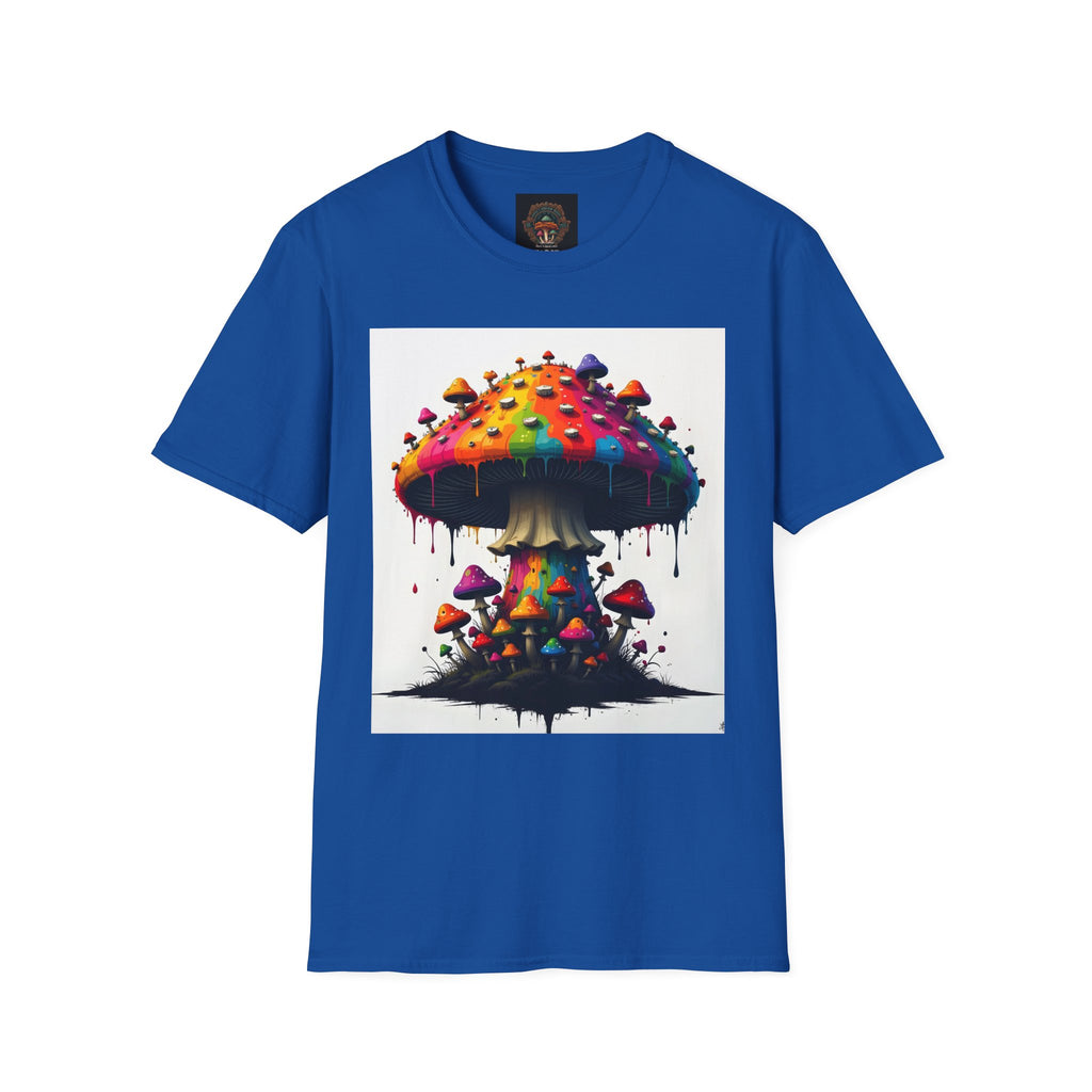 Piper's Shroom Works T-Shirt — Rainbow Drip Mushroom Graphic Tee