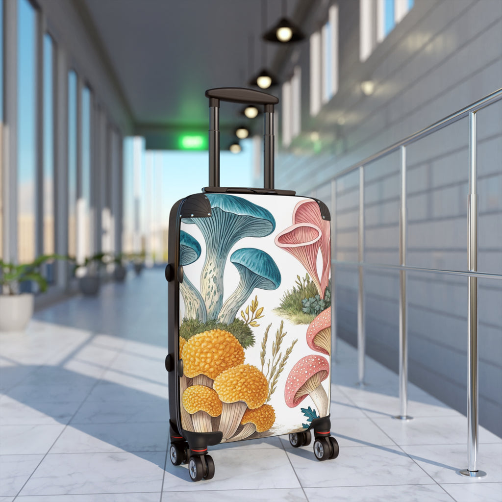 Botanical Mushroom Suitcase – Colorful Fungi Travel Luggage