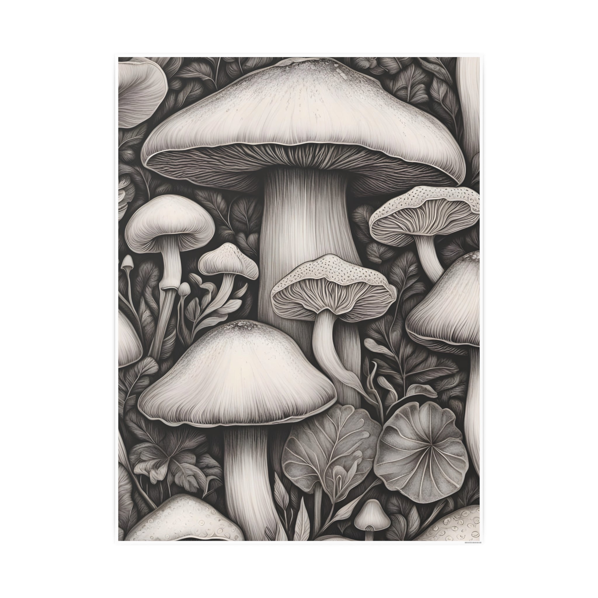 Poster: Mushroom Illustration Poster — Botanical Fungi Art Print