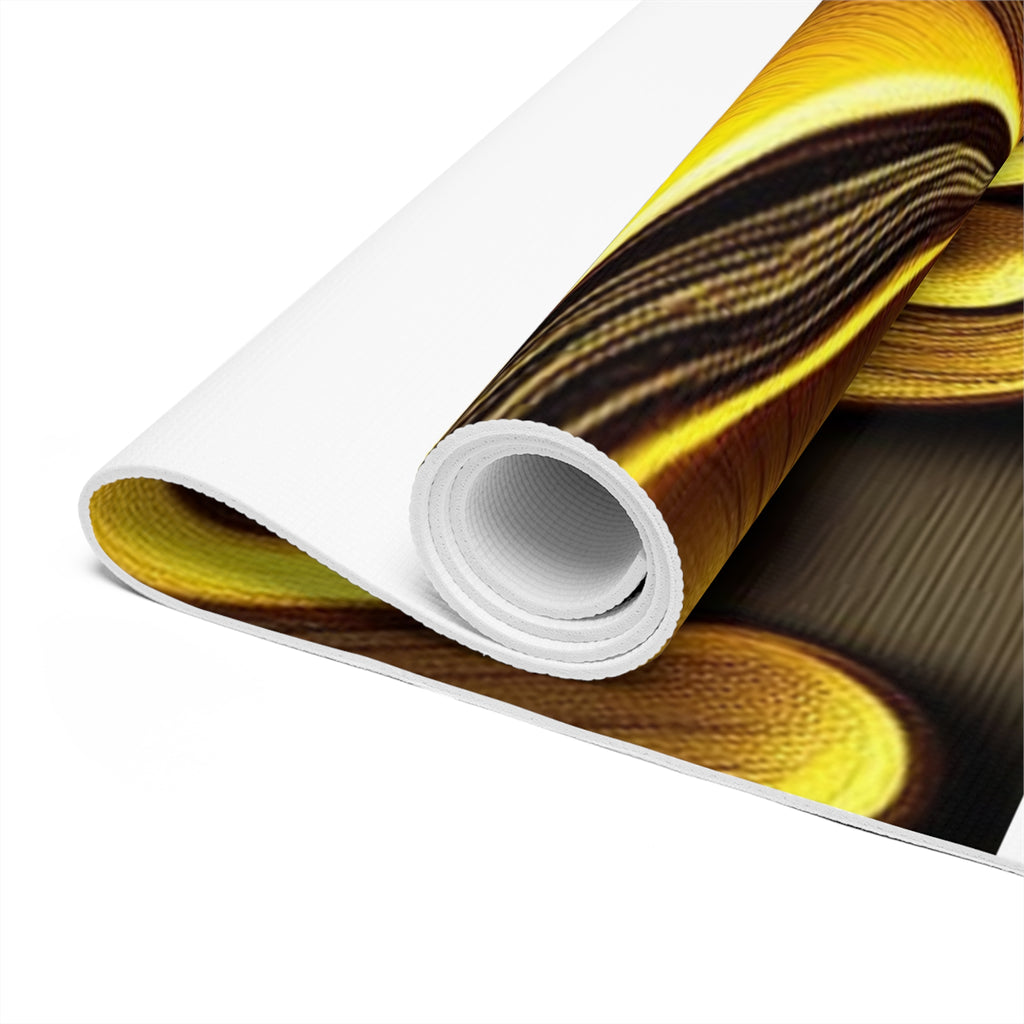 Golden Mushroom Foam Yoga Mat — Psychedelic Fungi Design for Meditation & Home Practice