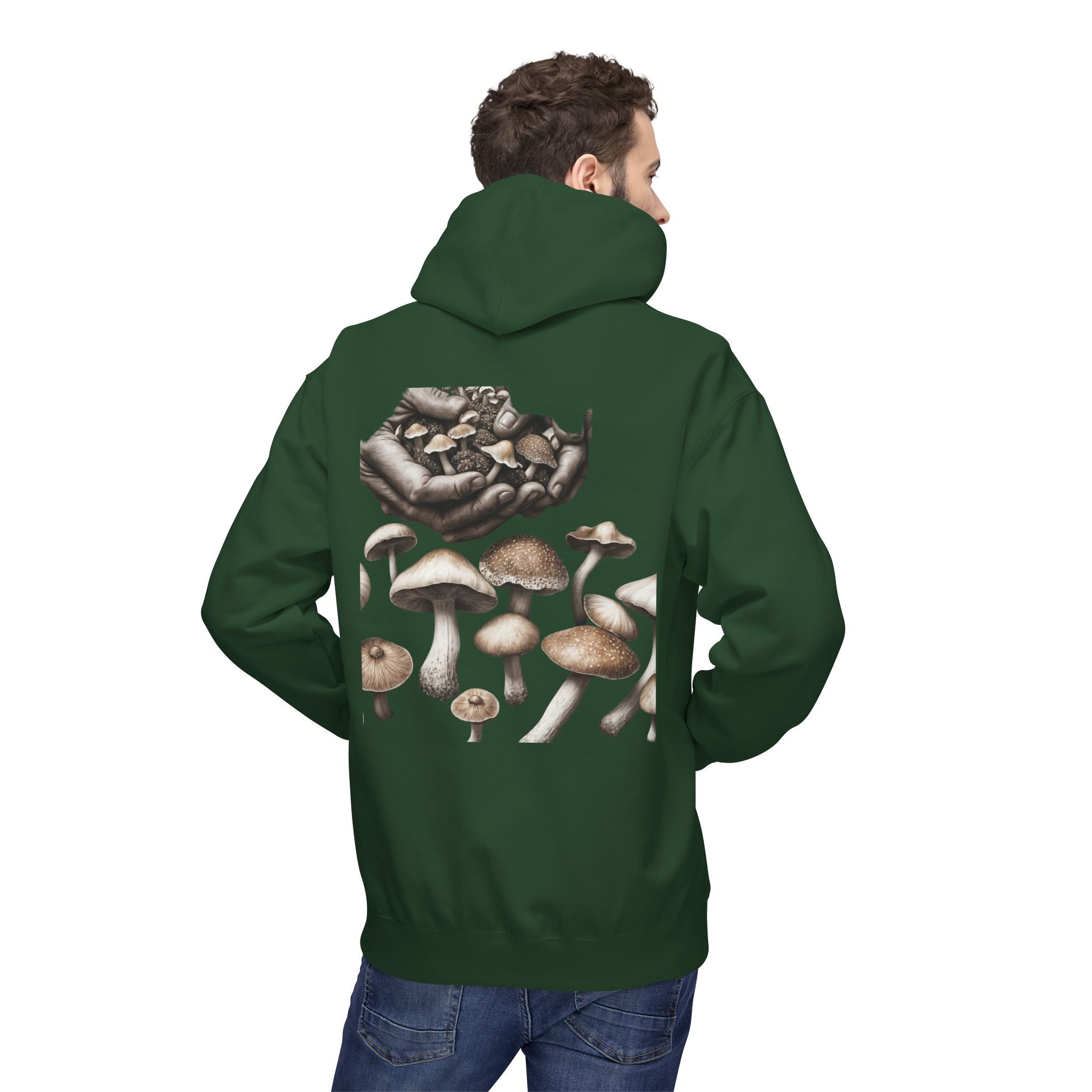 Mushroom Art Hoodie — Botanical Foraging Graphic Pullover