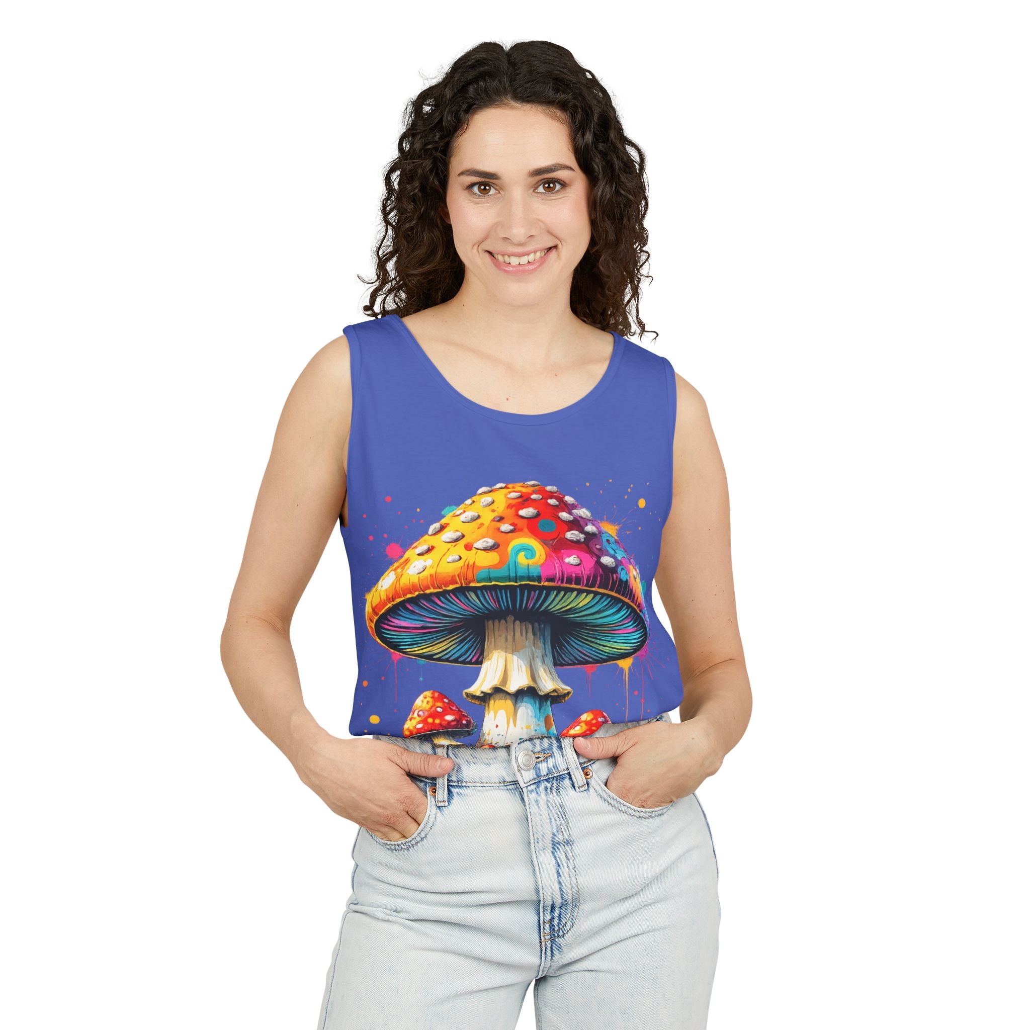 City: Portland Mushroom Graphic Tank Top — Colorful Psychedelic Fungi Design