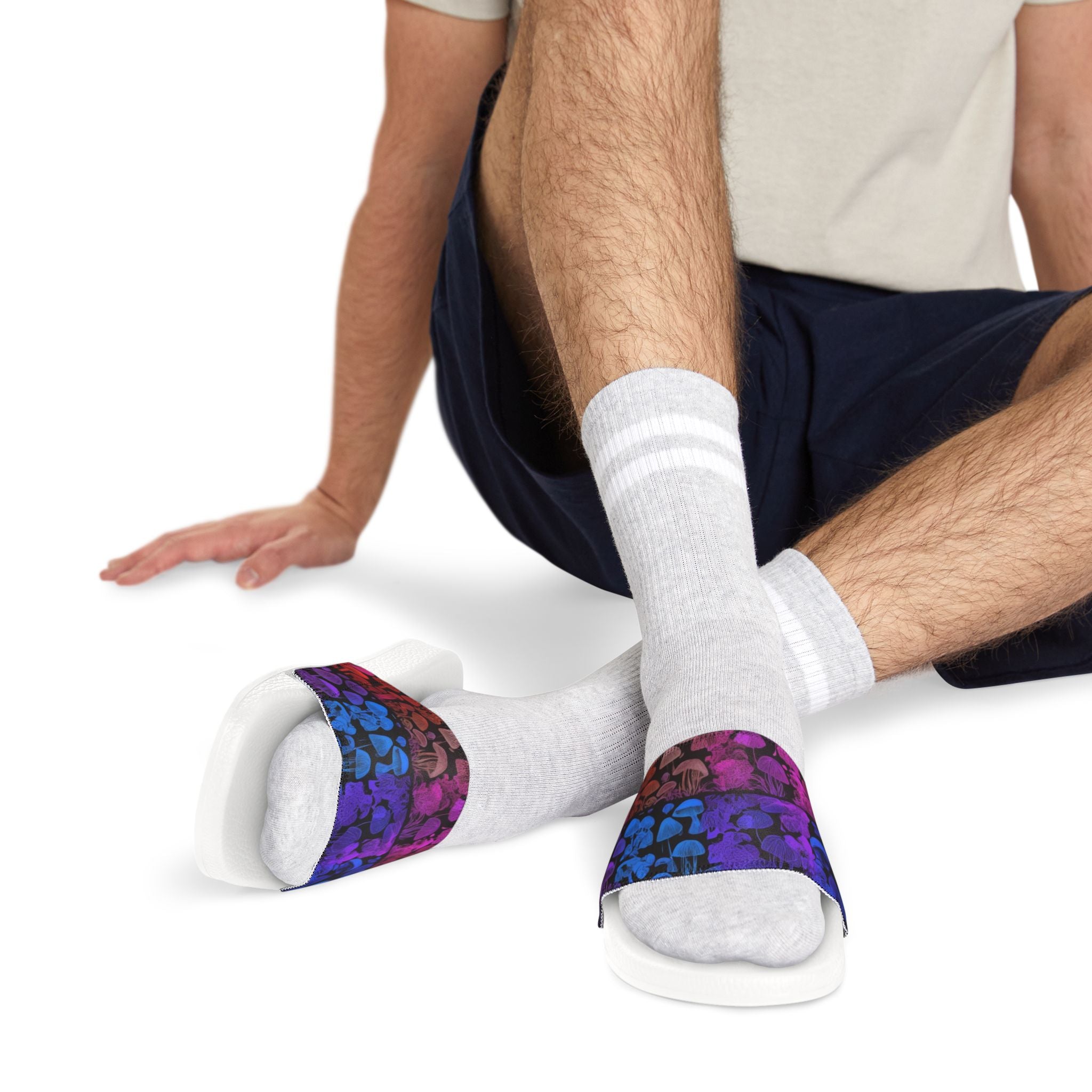 Men's Slide Sandals — Colorful Gradient Skull Pattern Removable-Strap Slides